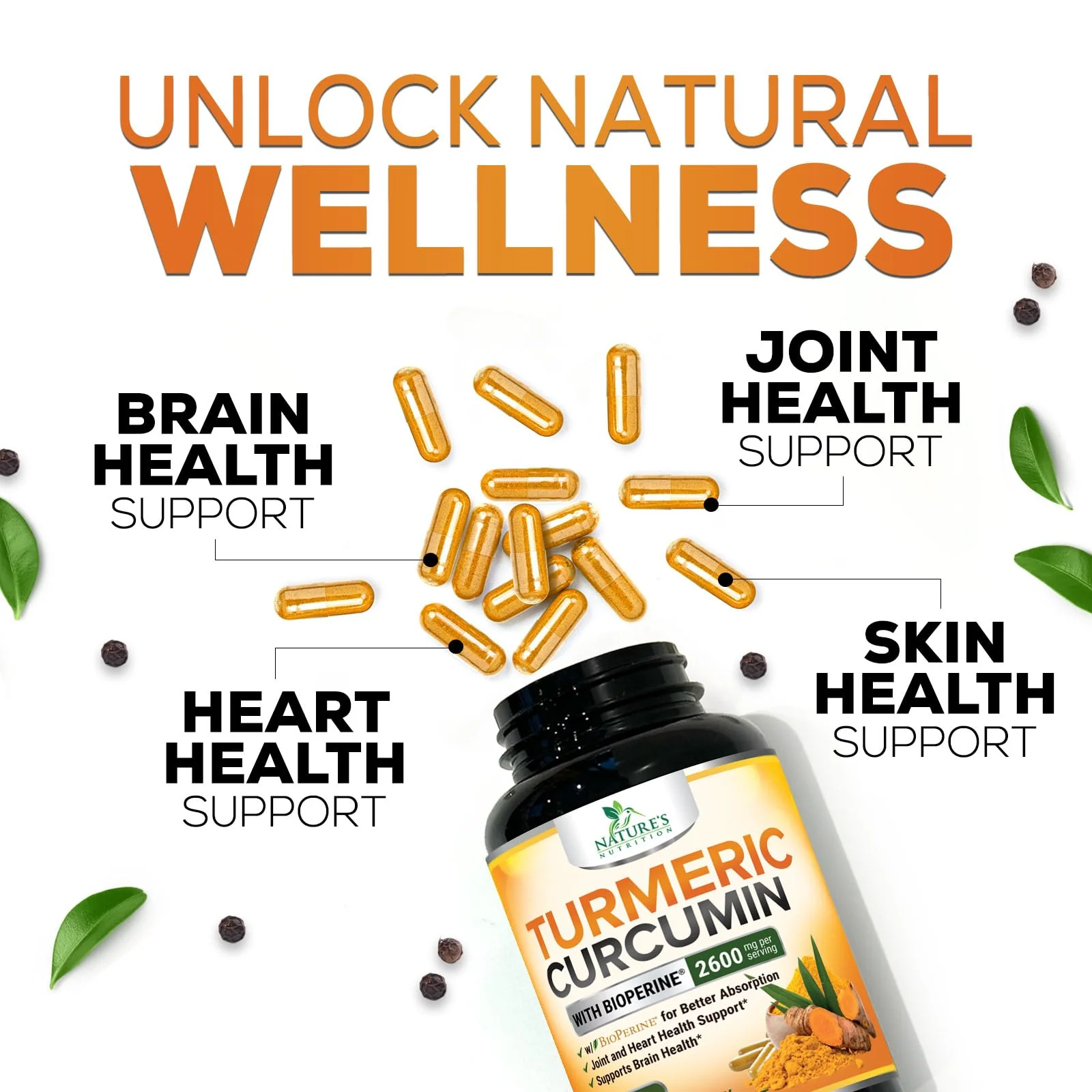 Turmeric Curcumin Supplement 2600mg – 95% Curcuminoids, BioPerine & Organic Turmeric – 240 Capsules | Made in USA - Image 7
