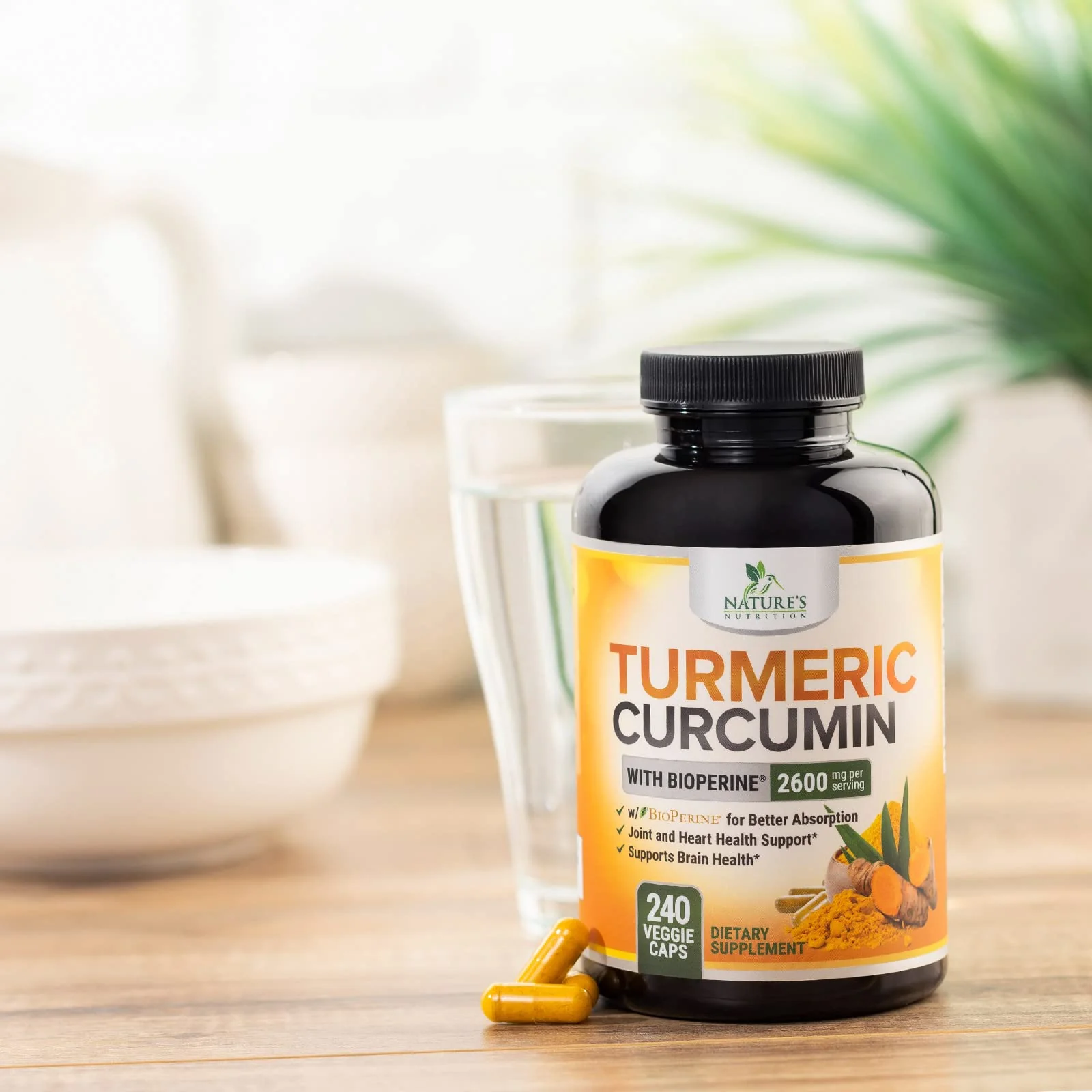Turmeric Curcumin Supplement 2600mg – 95% Curcuminoids, BioPerine & Organic Turmeric – 240 Capsules | Made in USA - Image 9