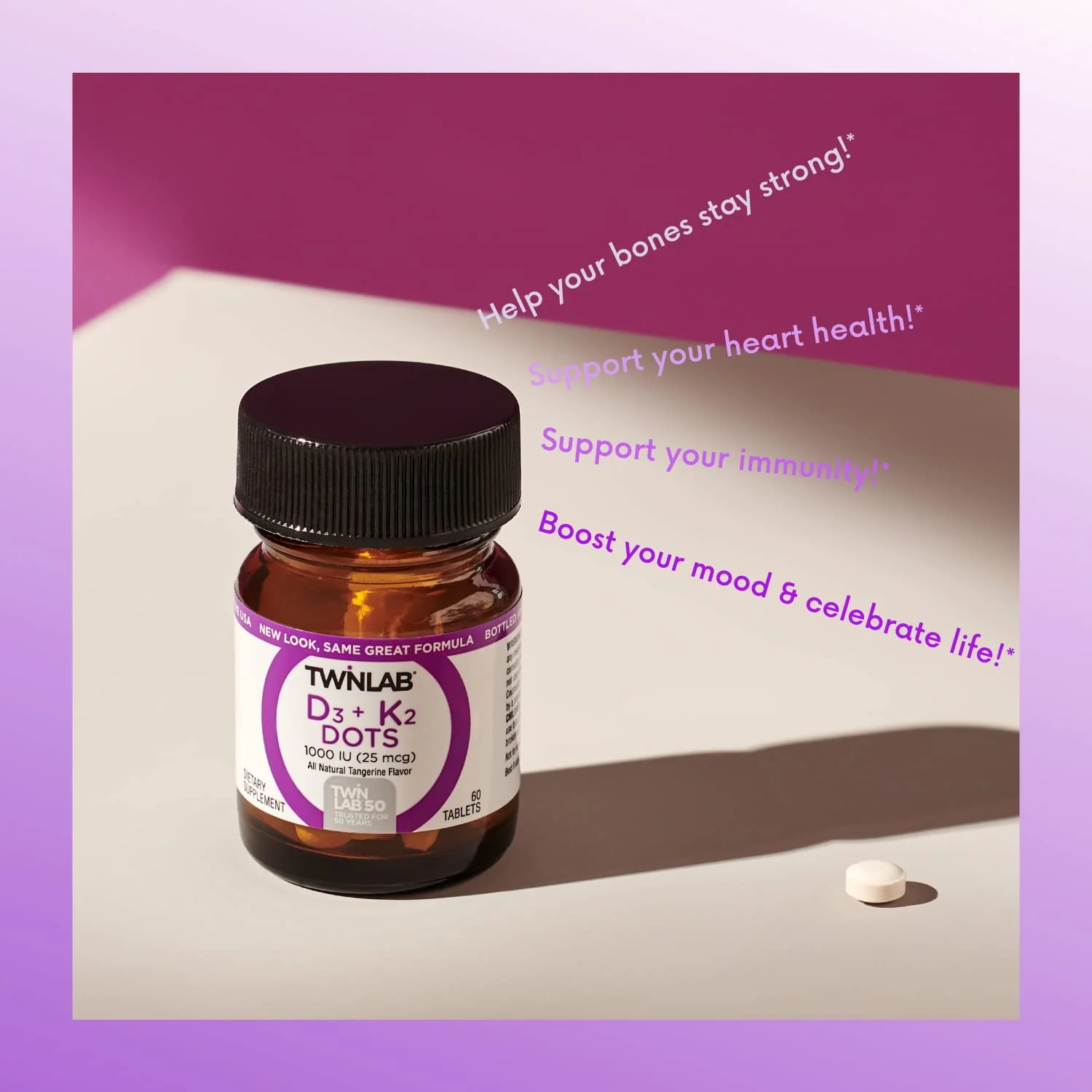 Twinlab Vit D3 1000 IU & K2 Dots, 3 Pack - Vitamin D3 + K2 - Image 3