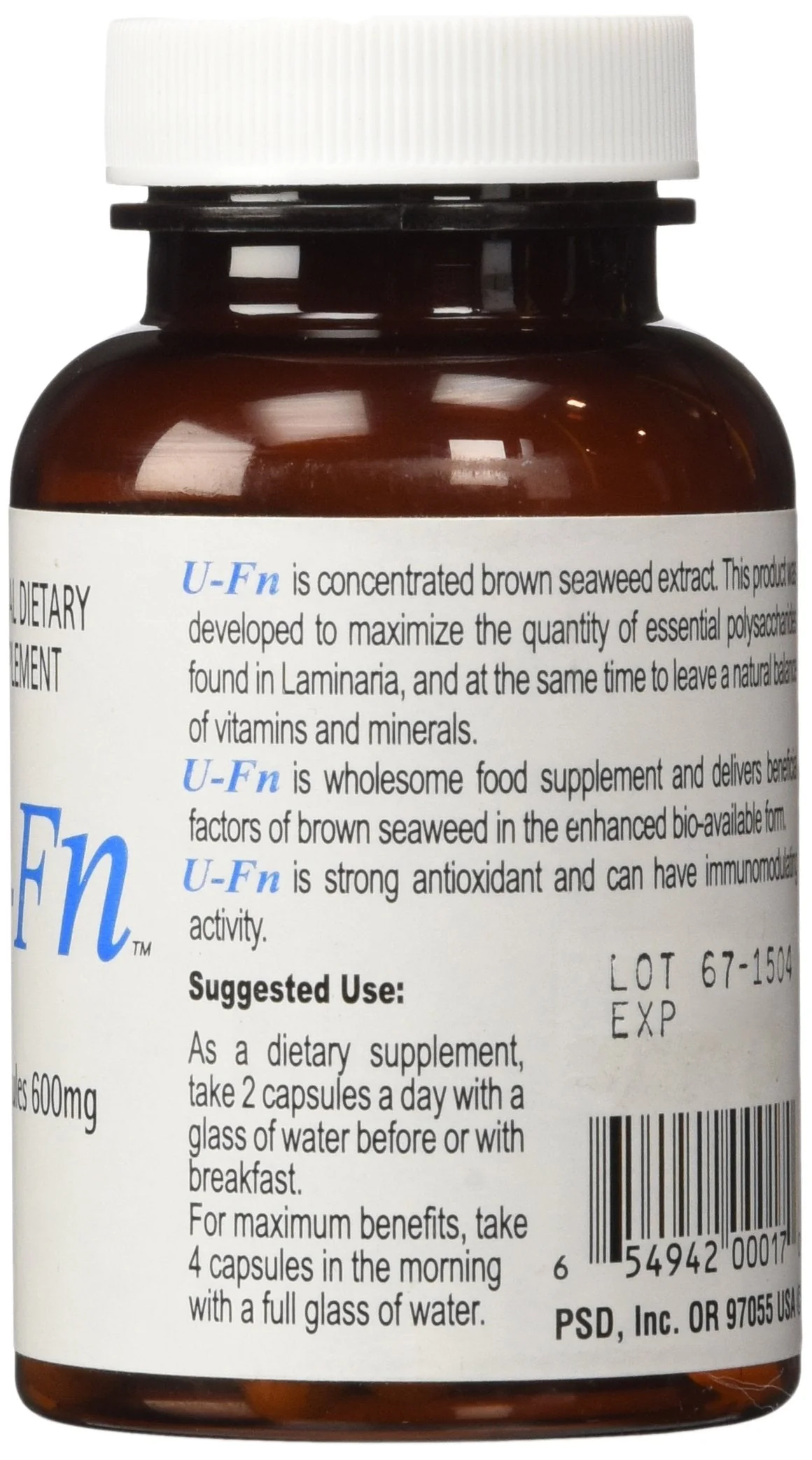 U-Fn U-Fucoidan Extract 60 Caps 600 mg | Laminaria Japonica Seaweed Supplement - Image 2