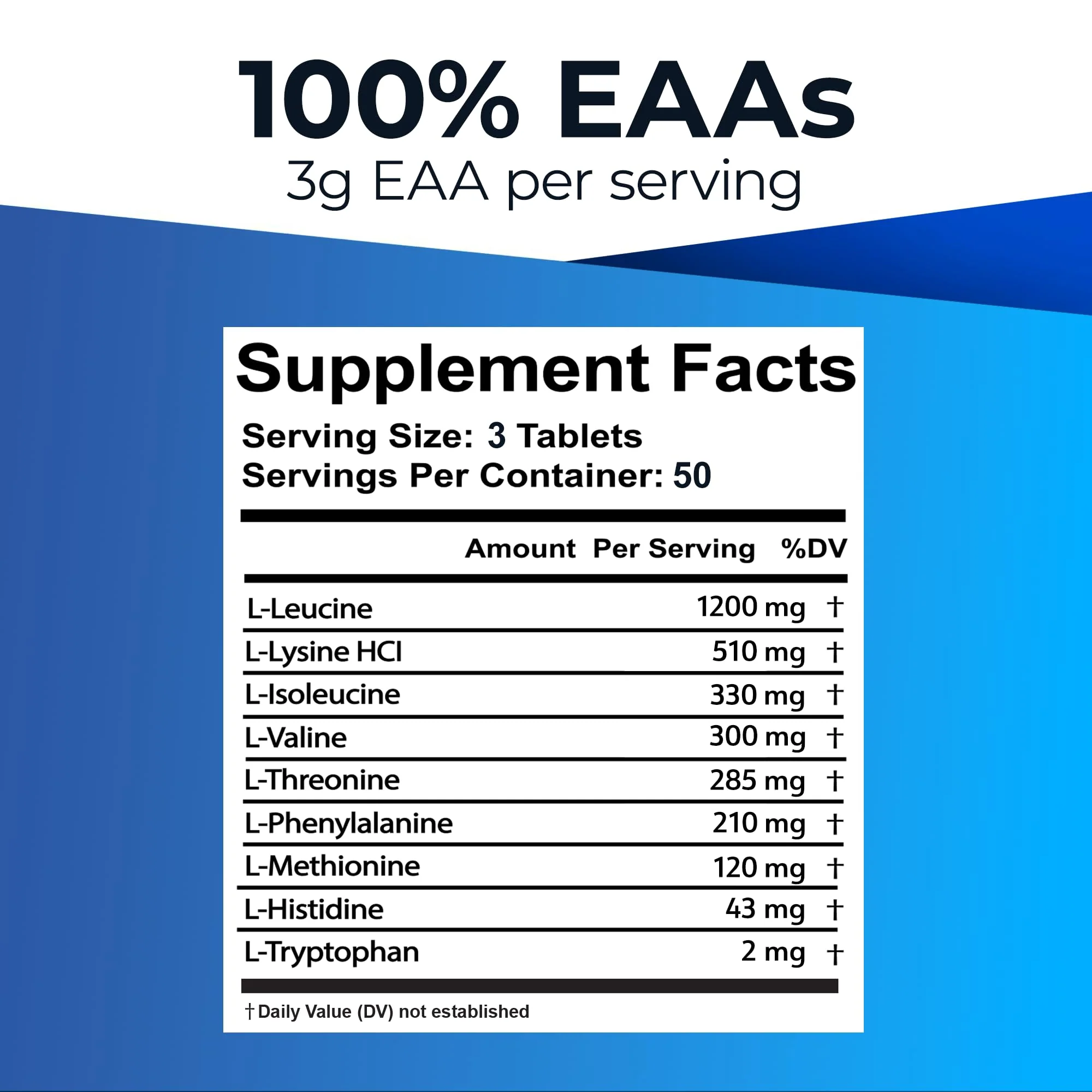 Ultimate 100% Essential Amino Acids for Cutting & Workouts | 9 EAAs, 40% Leucine, Keto & Vegetarian Tablets (150) - Image 2