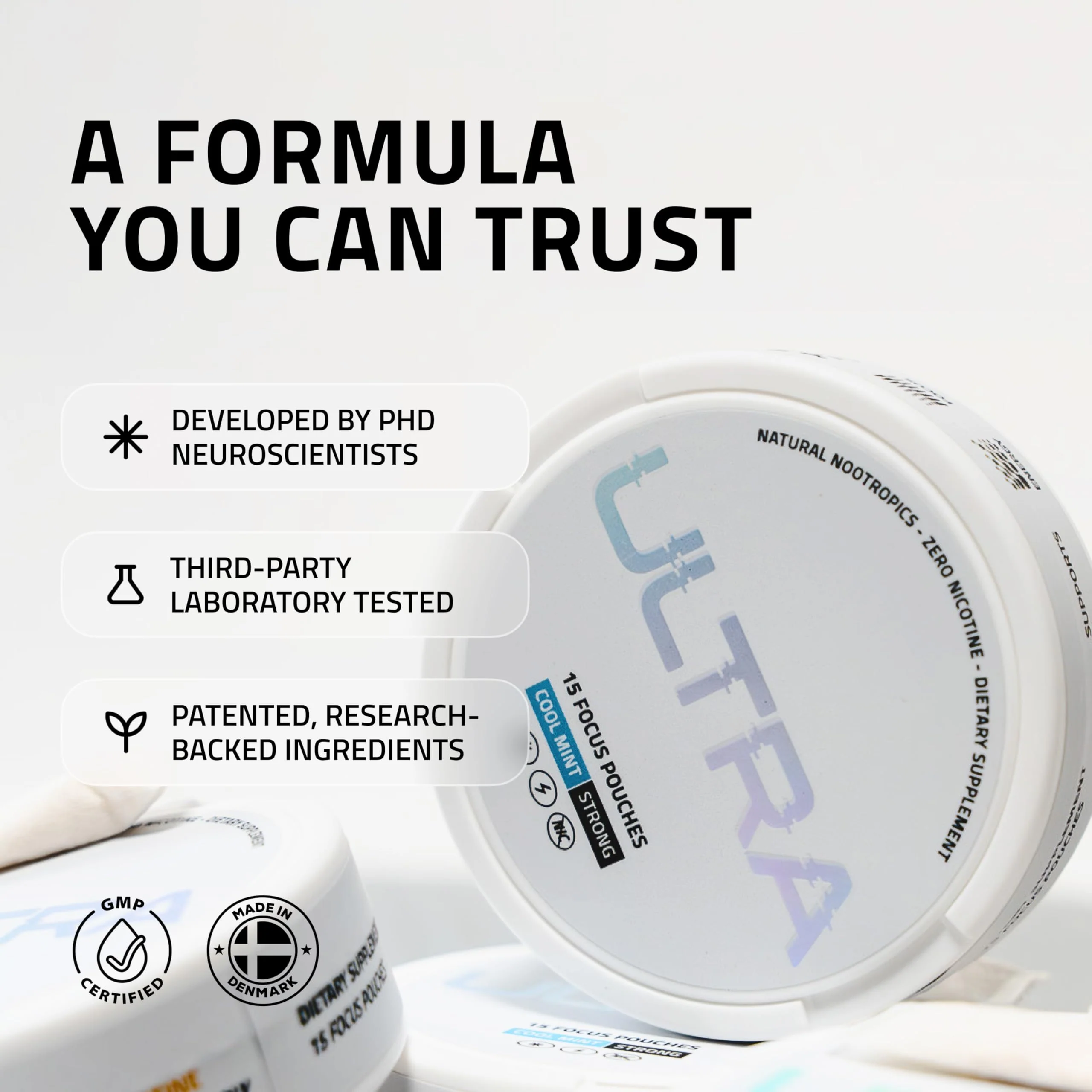 Ultra Focus Pouches – Cool Mint (3 Cans) Nicotine-Free & Caffeine-Free Nootropic Energy - Image 5