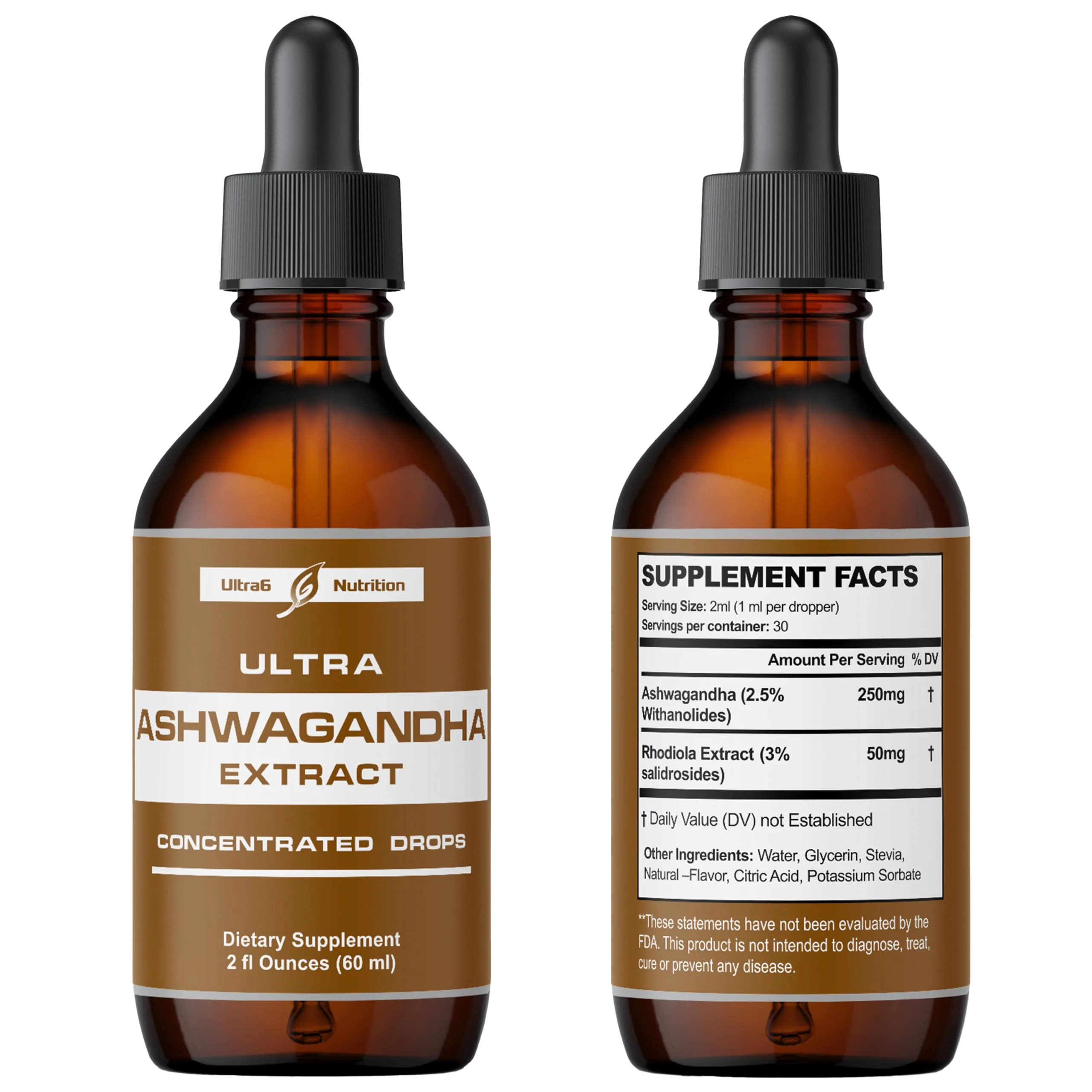Ultra6 Ashwagandha Liquid Drops – Organic Ashwagandha & Rhodiola (Pack of 2) - Image 6