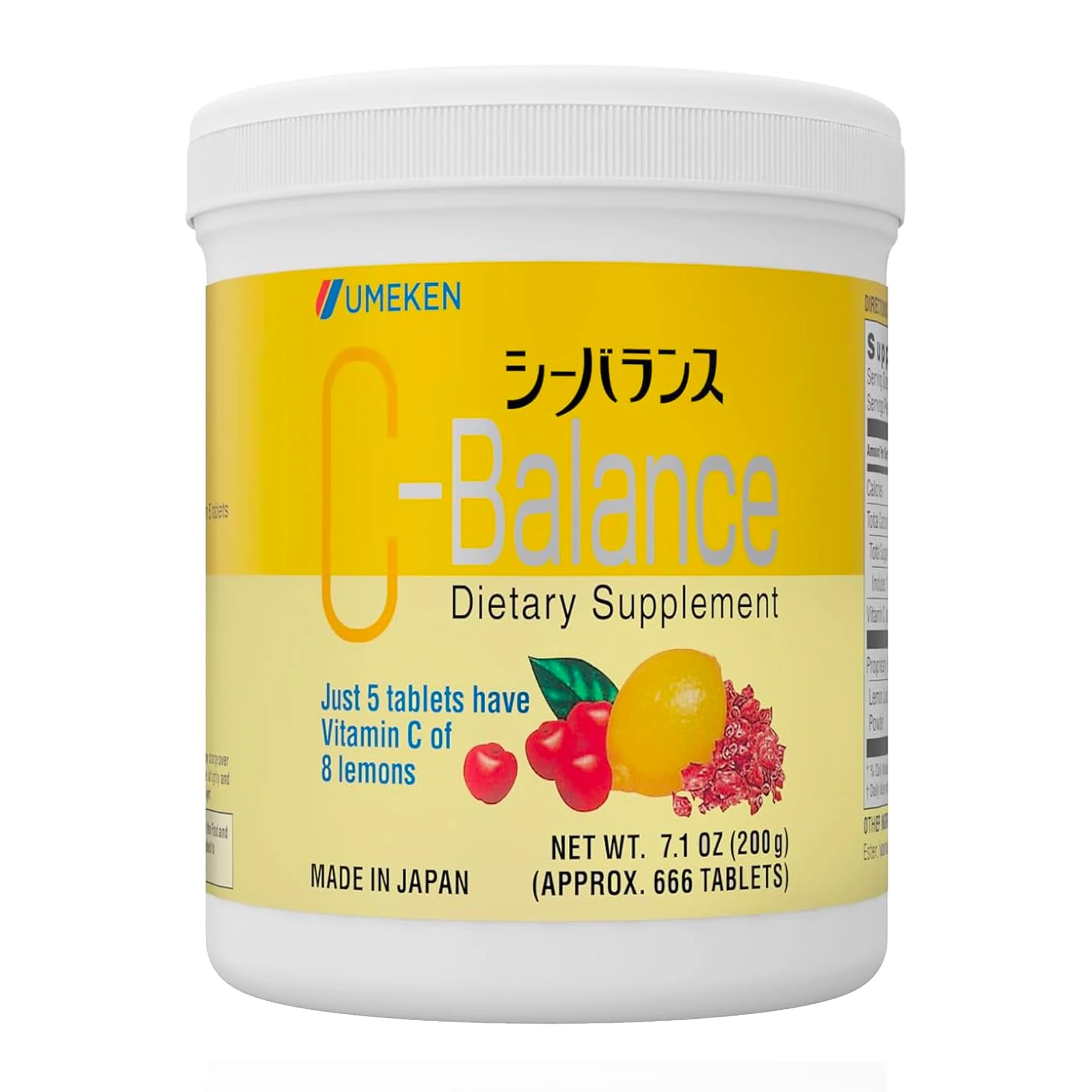 Umeken C-Balance Chewable Vitamin C - High Potency for Adults & Kids, 200g (4.5 Months)