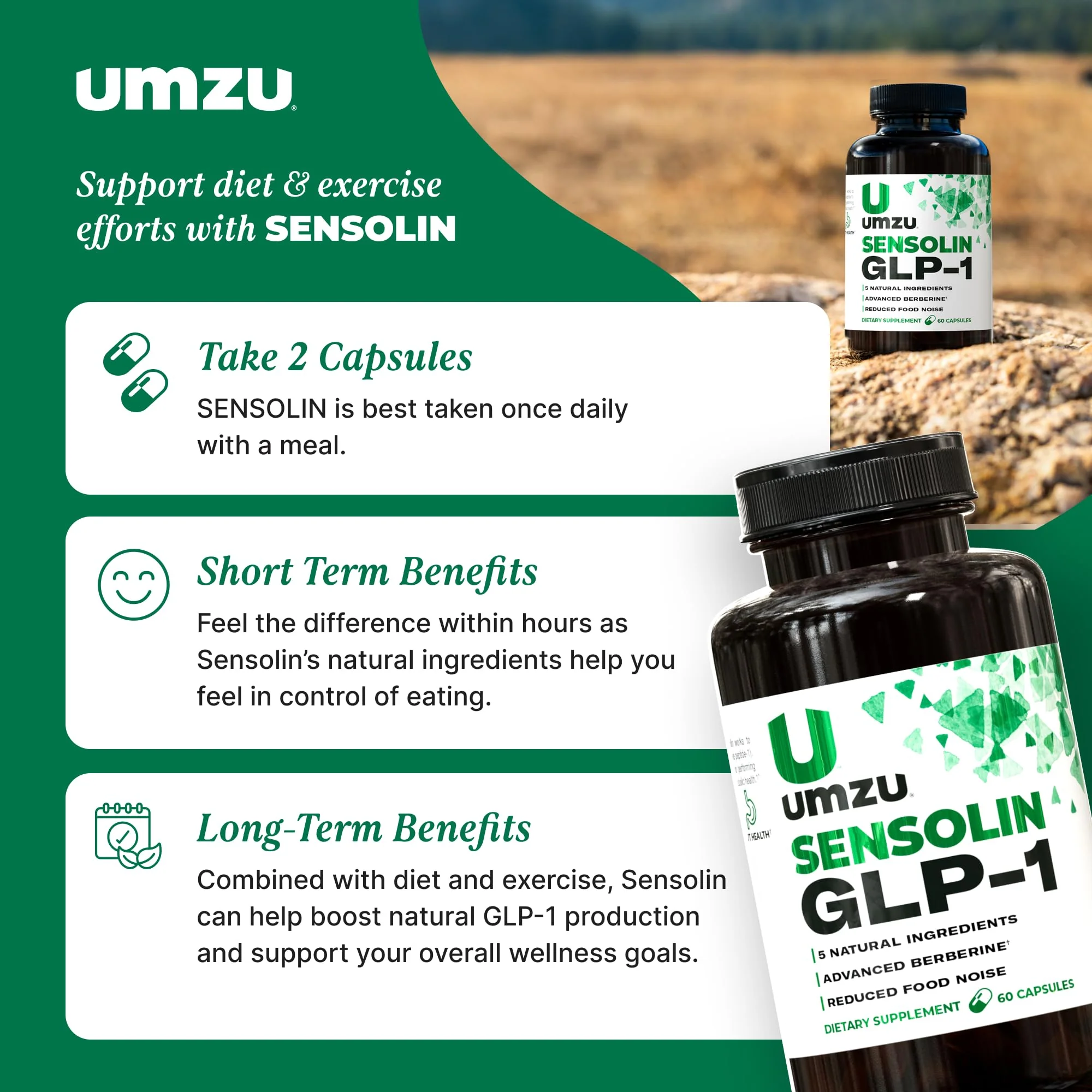 UMZU Sensolin GLP-1 Support Supplement – 30 Day Supply with Dihydroberberine, Cinnamon, Chromium & Biotin - Image 14