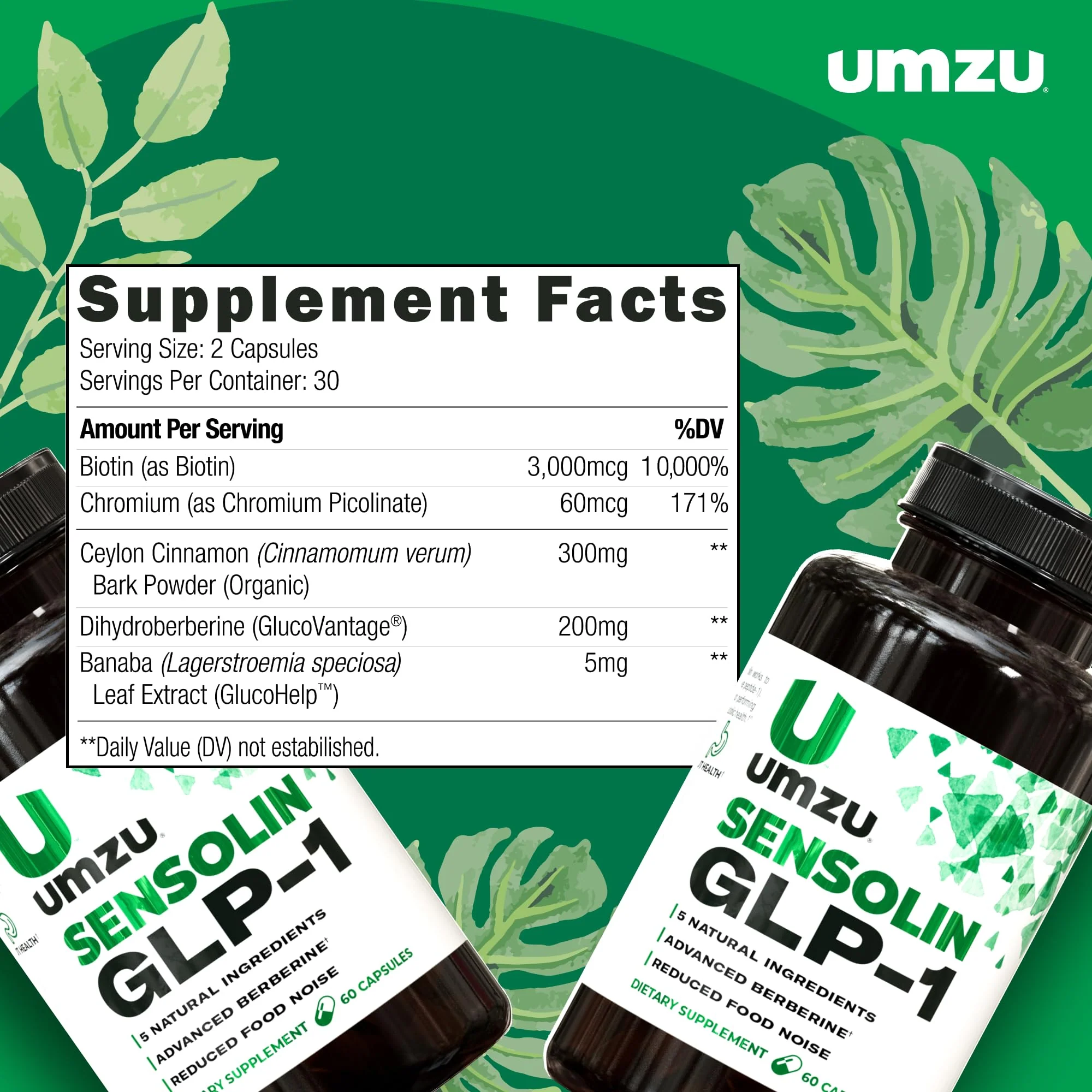 UMZU Sensolin GLP-1 Support Supplement – 30 Day Supply with Dihydroberberine, Cinnamon, Chromium & Biotin - Image 15