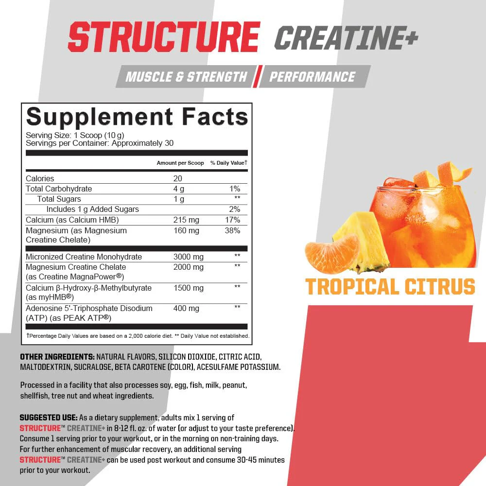 Undefined Nutrition Structure Creatine+ by Brian Shaw – 30 Servings, Tropical Citrus - Image 2