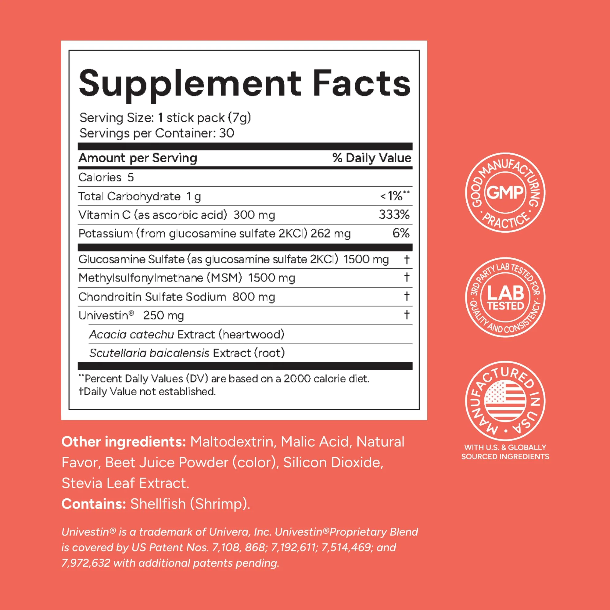 Univera Glucosamine, Chondroitin, MSM with Univestin – Raspberry Joint Support Powder Drink Mix | 30-Day Supply (7g x 30 Sticks) - Image 14