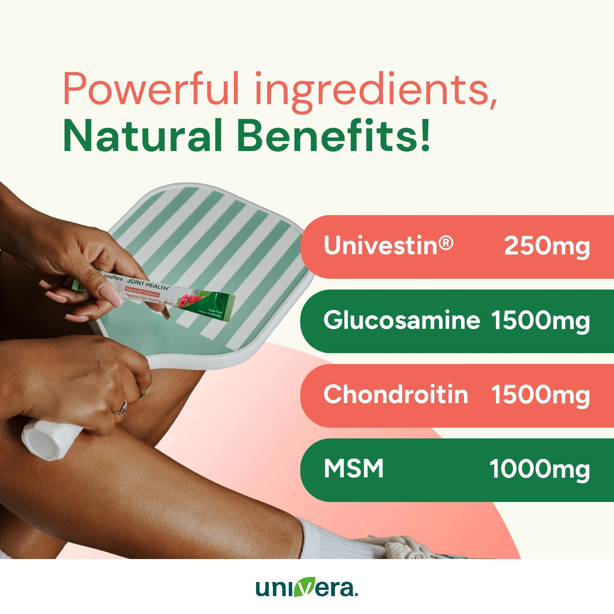 Univera Glucosamine, Chondroitin, MSM with Univestin – Raspberry Joint Support Powder Drink Mix | 30-Day Supply (7g x 30 Sticks) - Image 6