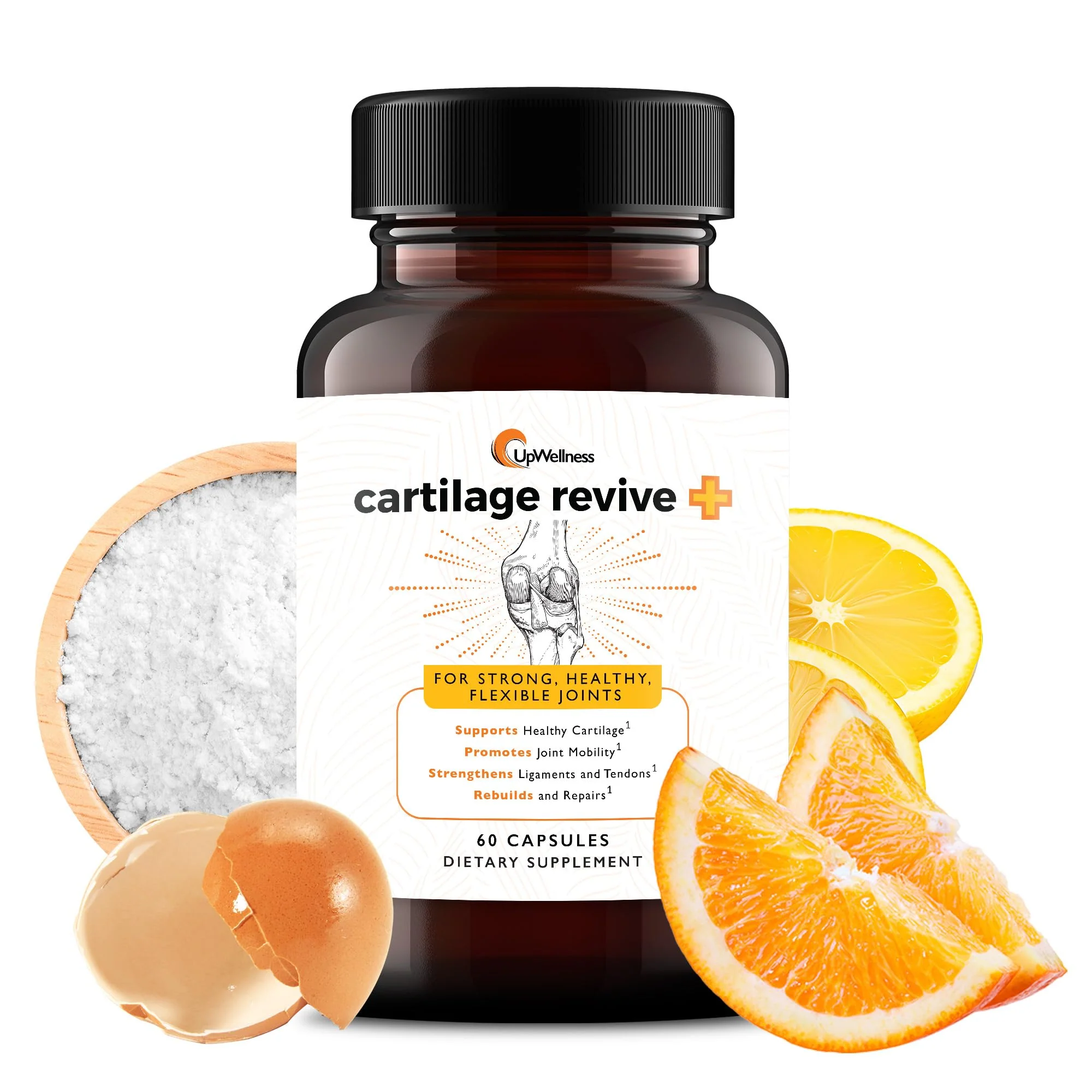 UpWellness Cartilage Revive + Joint Support – Type II Collagen, Glucosamine, MSM, Vitamin D3 & C – 60 Capsules - Image 8