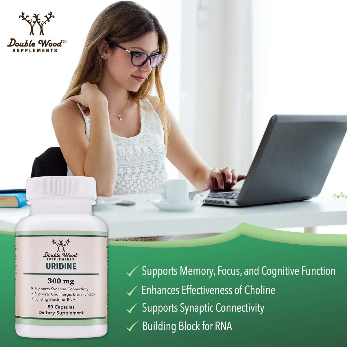 Uridine Monophosphate 300mg – Third-Party Tested (Choline Enhancer) | Double Wood (Pack of 2) - Image 12