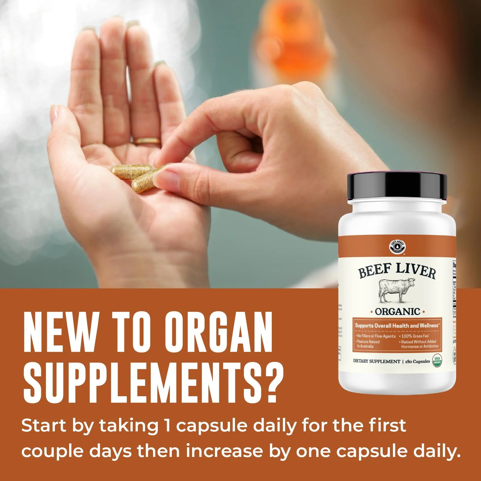 USDA Organic Beef Liver Capsules – Grass-Fed & Pasture-Raised in Australia | 180 Capsules - Image 4