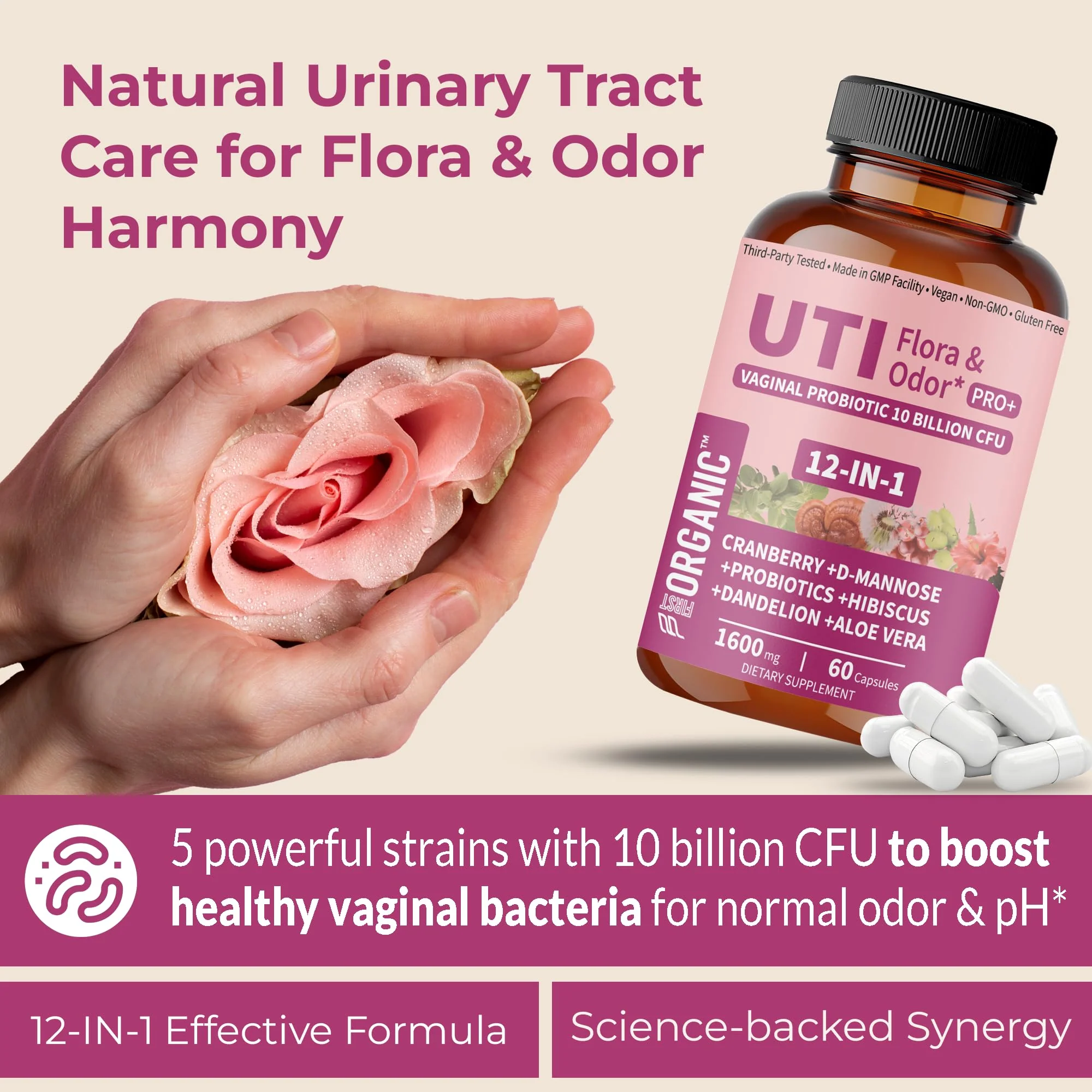 UTI Flora & Odor Pro+ Pack of 2 – Intimate Freshness, Cranberry, D-Mannose & Probiotics - Image 2