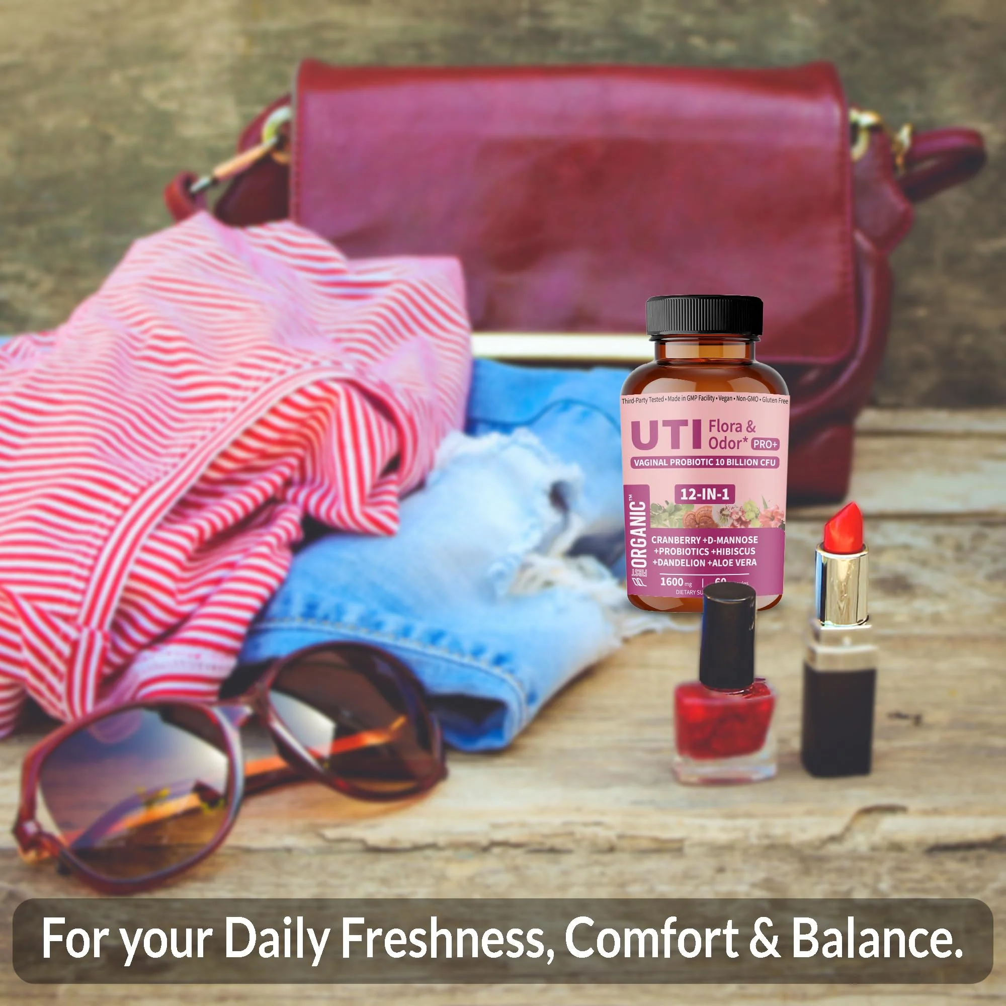 UTI Flora & Odor Pro+ Pack of 2 – Intimate Freshness, Cranberry, D-Mannose & Probiotics - Image 3