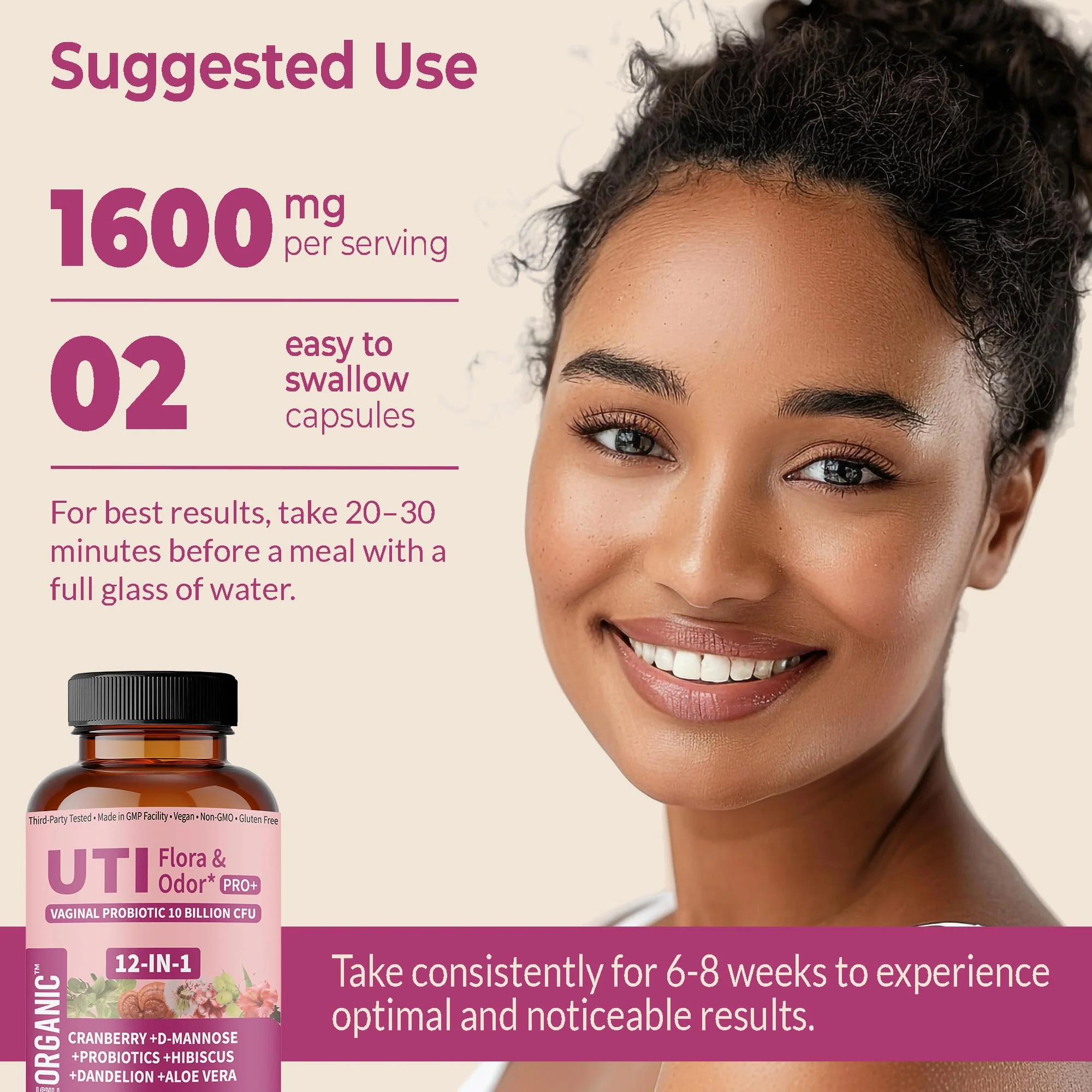 UTI Flora & Odor Pro+ Pack of 2 – Intimate Freshness, Cranberry, D-Mannose & Probiotics - Image 9