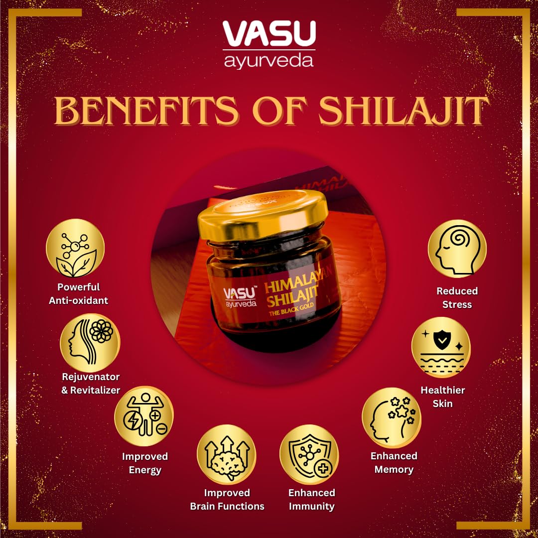 VASU Ayurveda Himalayan Shilajit Resin 400mg – Lab Tested Energy Booster (2-Pack) - Image 3