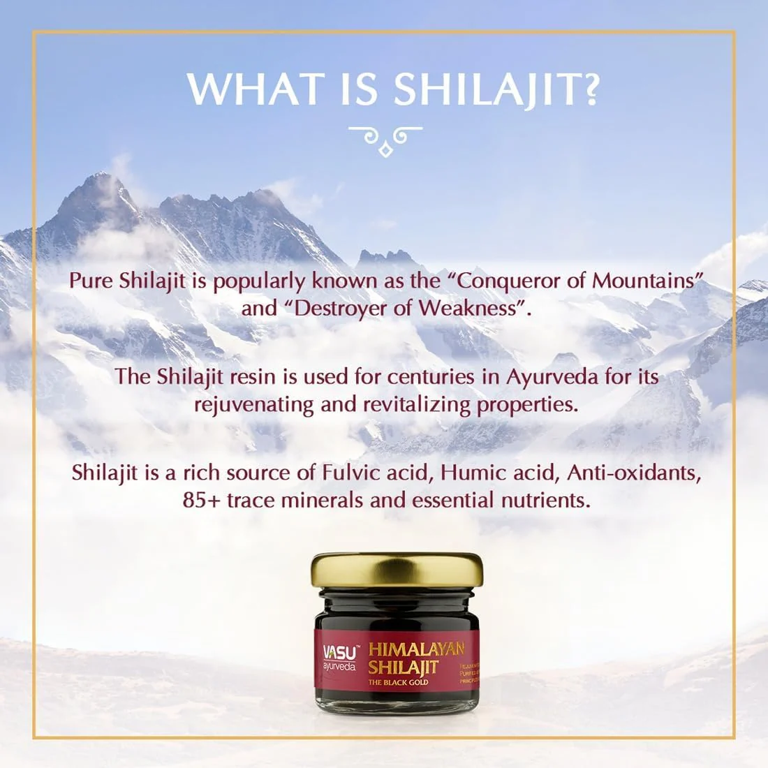 VASU Ayurveda Himalayan Shilajit Resin 400mg – Lab Tested Energy Booster (2-Pack) - Image 4