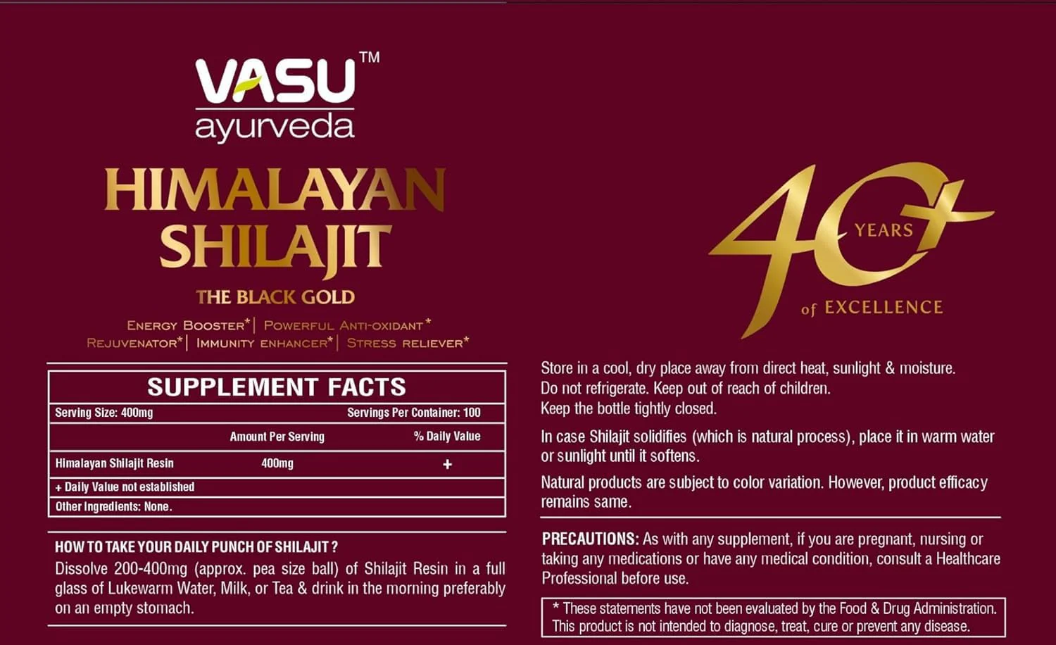 VASU Ayurveda Himalayan Shilajit Resin 400mg – Lab Tested Energy Booster (2-Pack) - Image 9