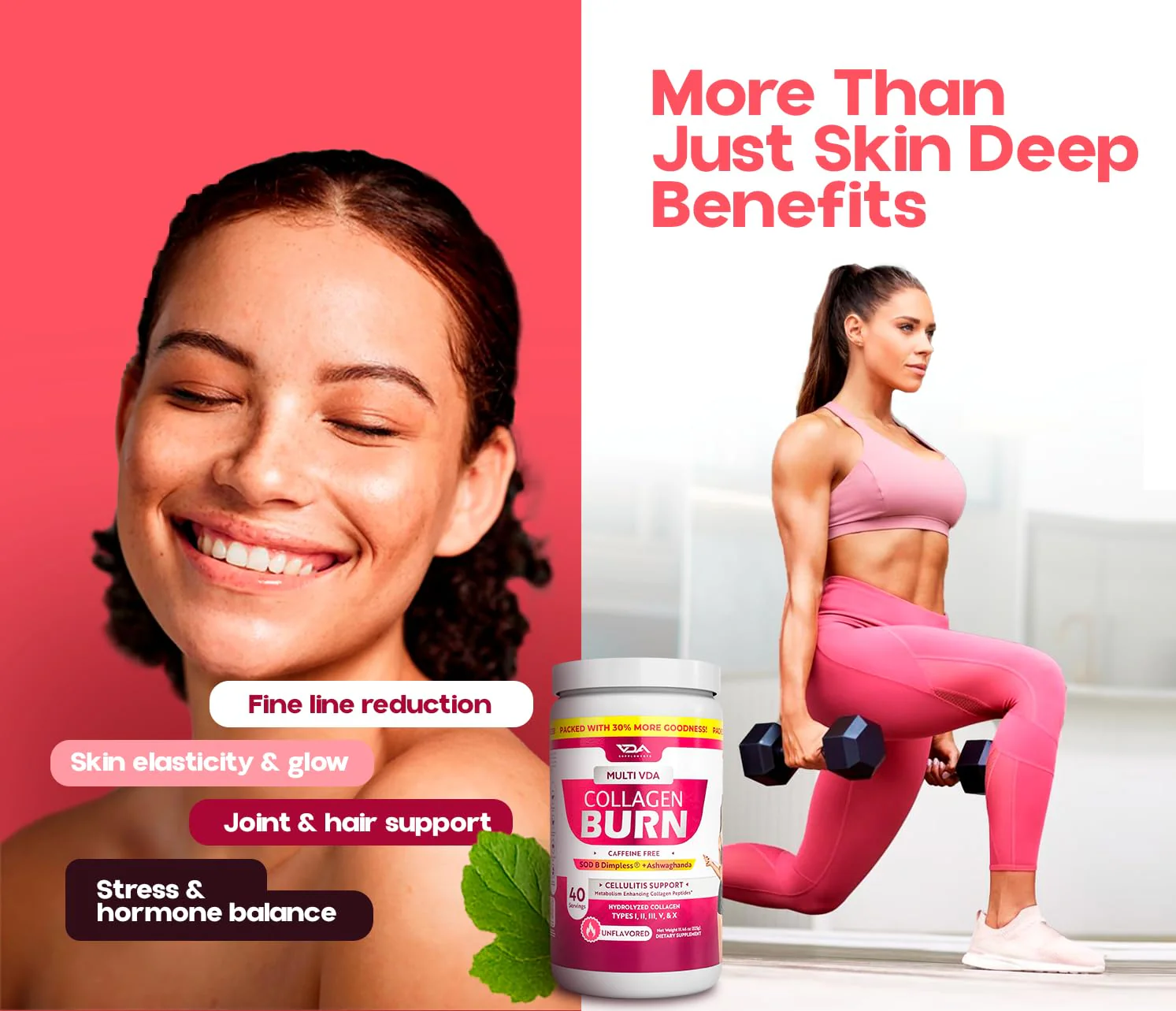 VDA Collagen Burn – Flavorless Hydrolyzed Collagen with Peptides (Types I–X) | 40 Servings - Image 4