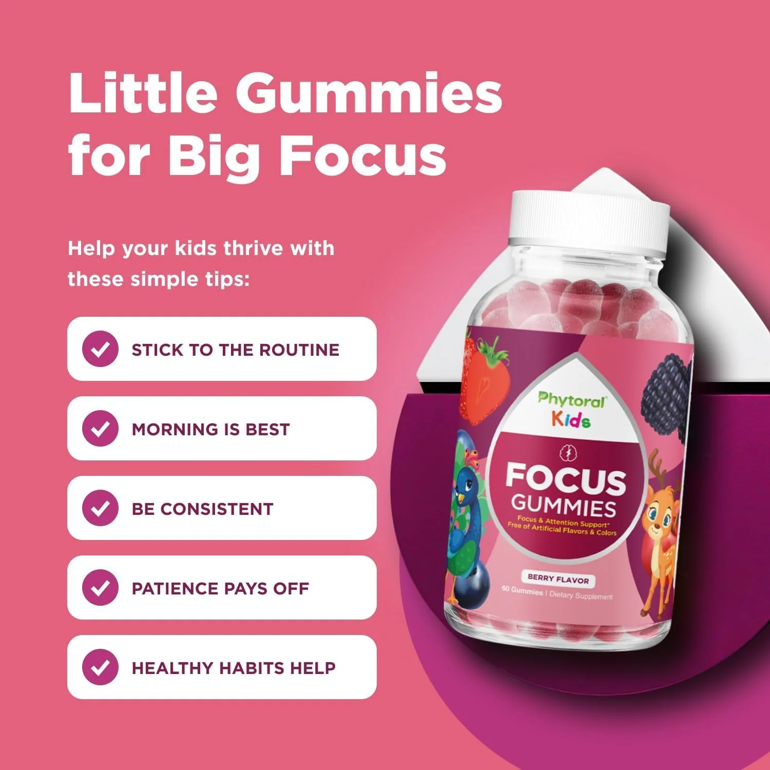 Vegan Kids Focus Gummies – Potent Chewable Brain Support for Children (60 Count, 3 Pack) – Non-GMO & Gluten-Free - Image 5