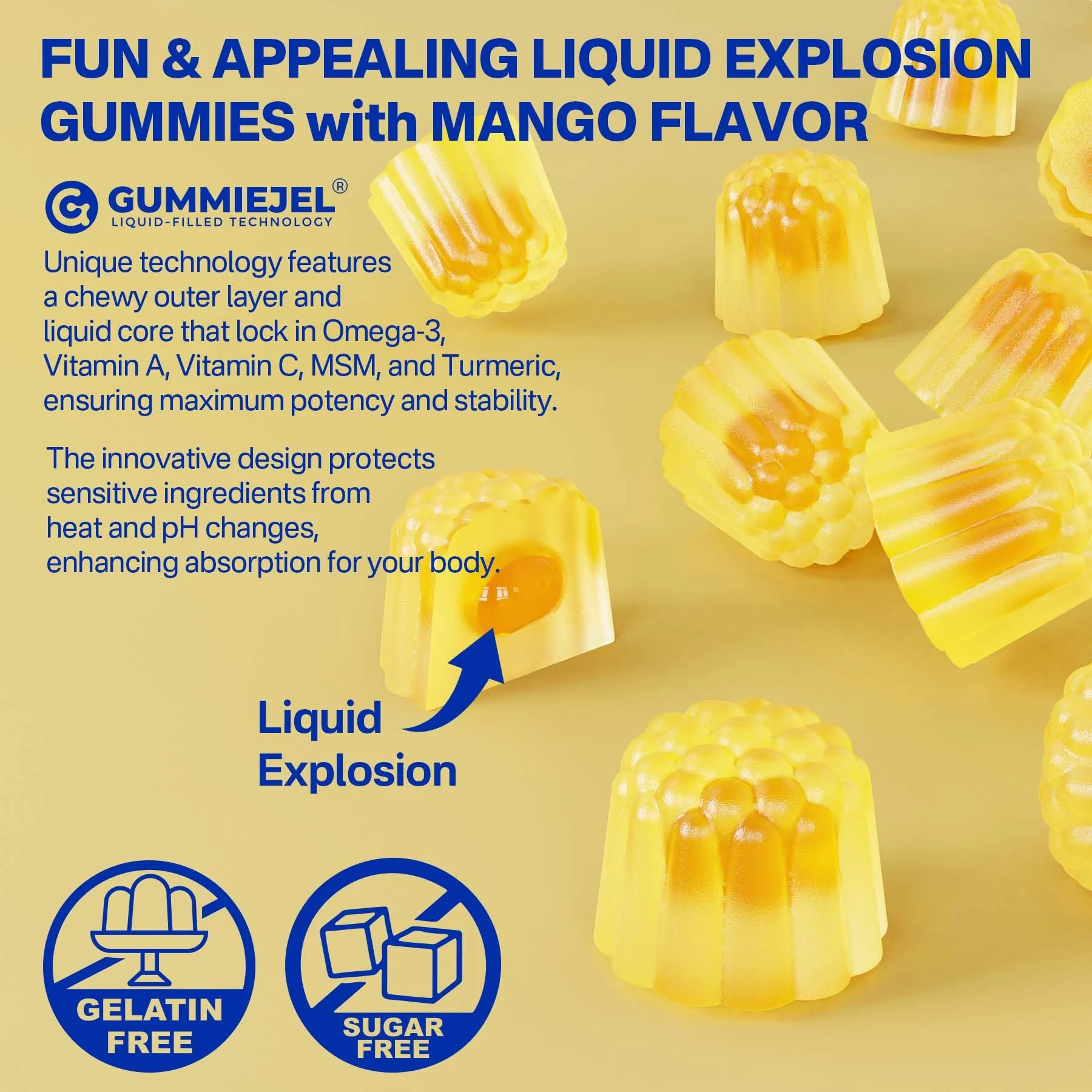 Vegan Omega-3 Gummies 1000mg + Turmeric | Algae DHA 600mg & EPA 300mg | Sugar Free, 60 Count - Image 8