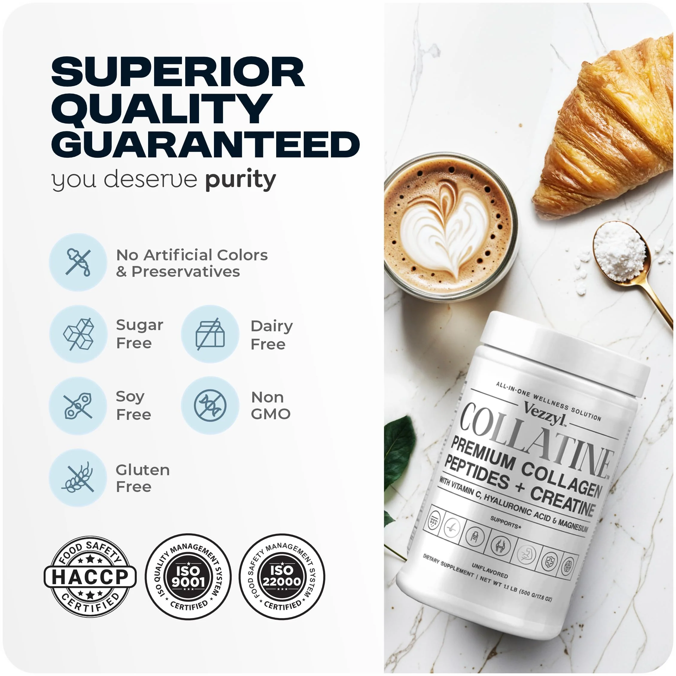 Vezzyl Collatine: Premium Collagen Peptides + Creatine with Vitamin C, Hyaluronic Acid & Magnesium - Image 13