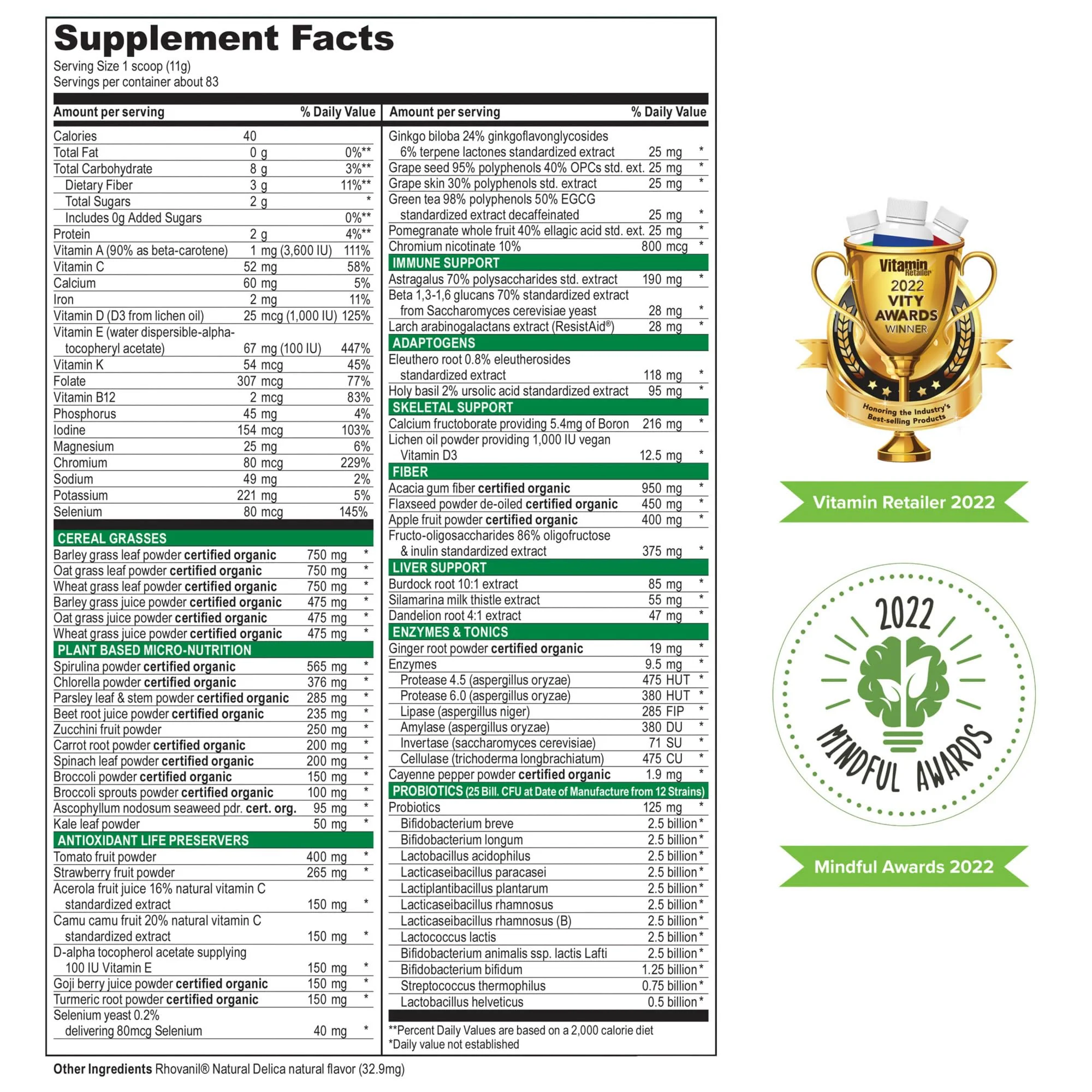 Vibrant Health Green Vibrance | 65 Plant-Based Superfoods, 25 Billion Probiotics, 83 Servings - Image 4