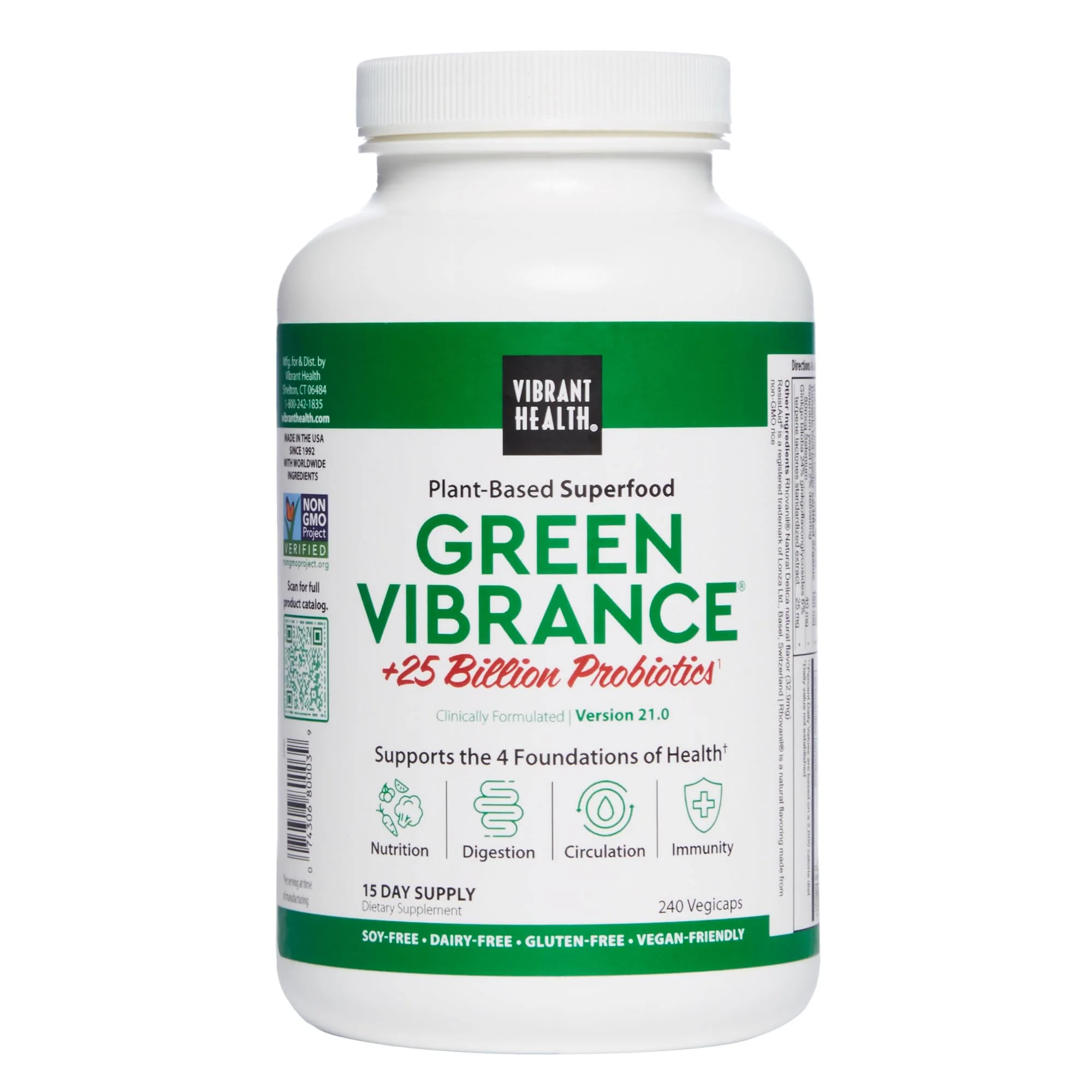 Vibrant Health Green Vibrance Vegan Superfood Pills – 240 Count - Image 10