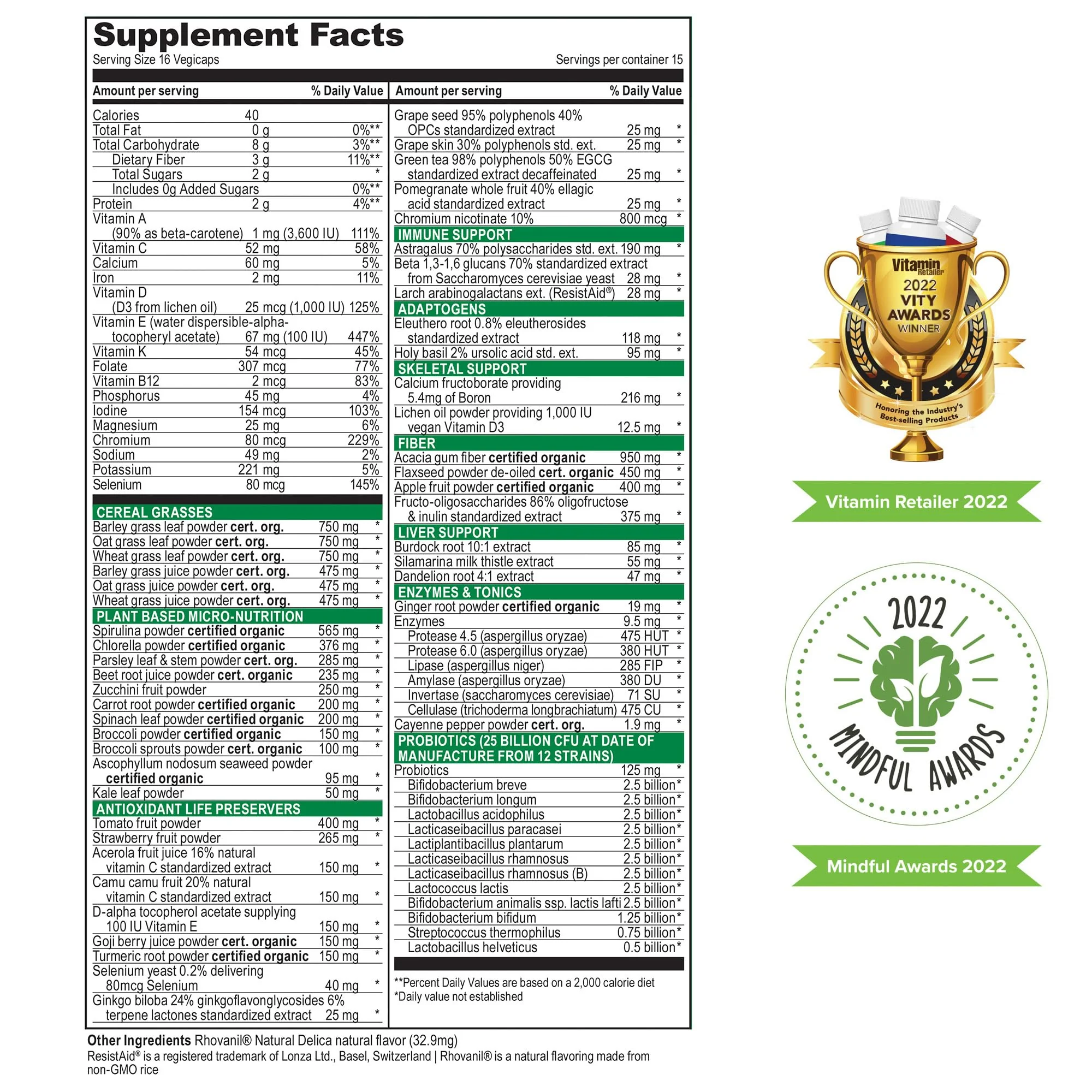 Vibrant Health Green Vibrance Vegan Superfood Pills – 240 Count - Image 11