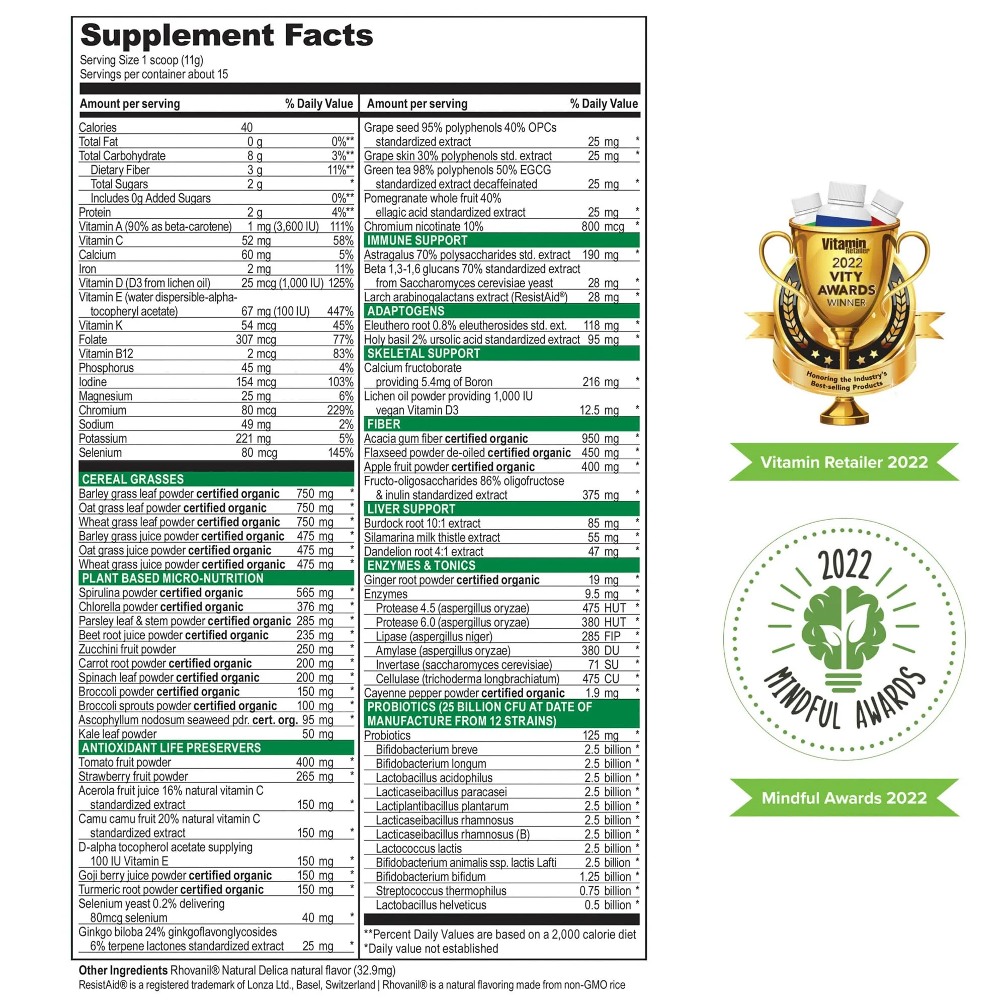 Vibrant Health Green Vibrance Vegan Superfood Powder 15 Servings - Image 4