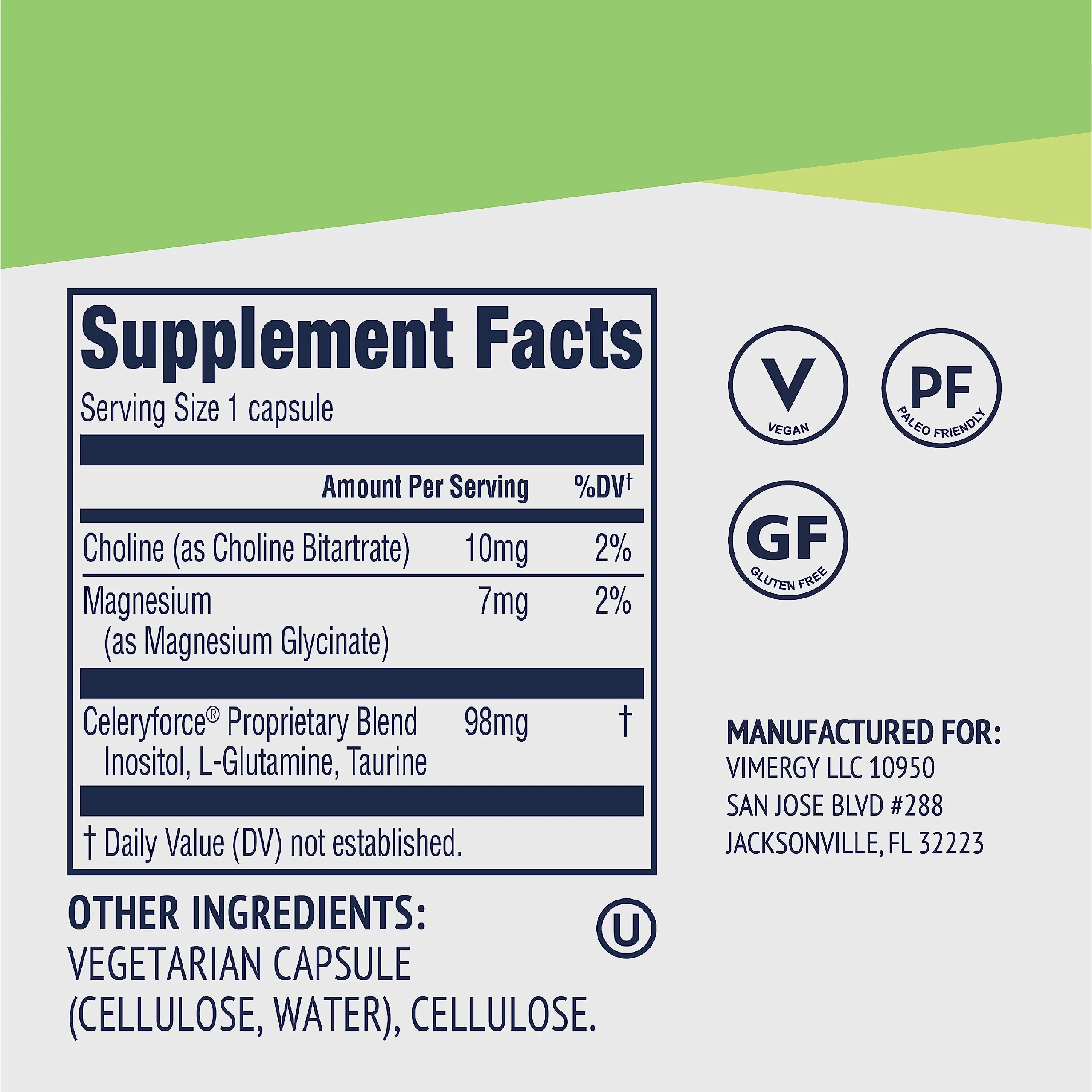 Vimergy Celeryforce – Nutrients and Amino Acids – Supports Your Wellness Routine* – Kosher, Vegan & Gluten-Free – 60 Capsules - Image 4