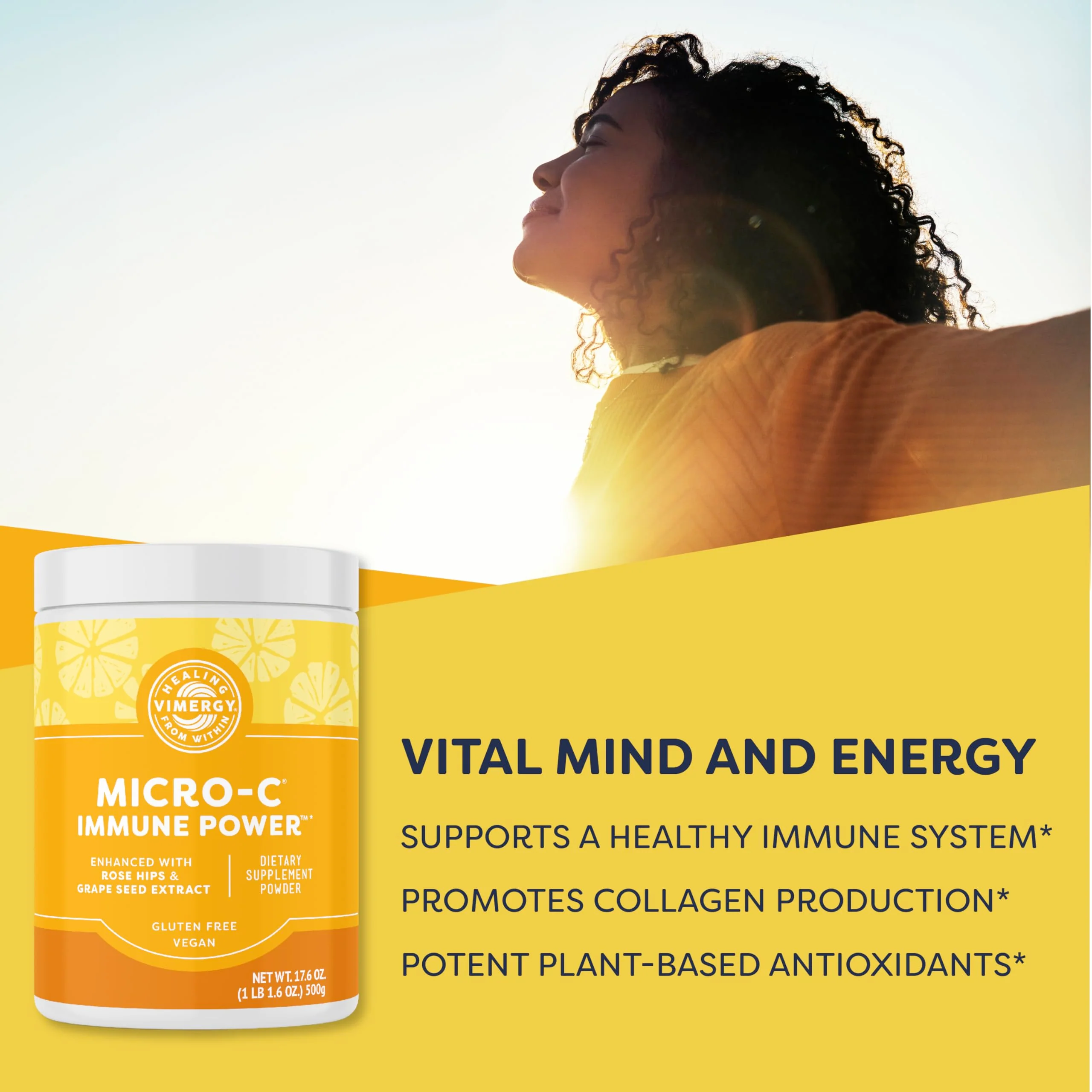 Vimergy Micro-C Immune Power™ - 500g, 139 Servings, 2000mg Vitamin C per Serving | Gluten-Free, Vegan - Image 2