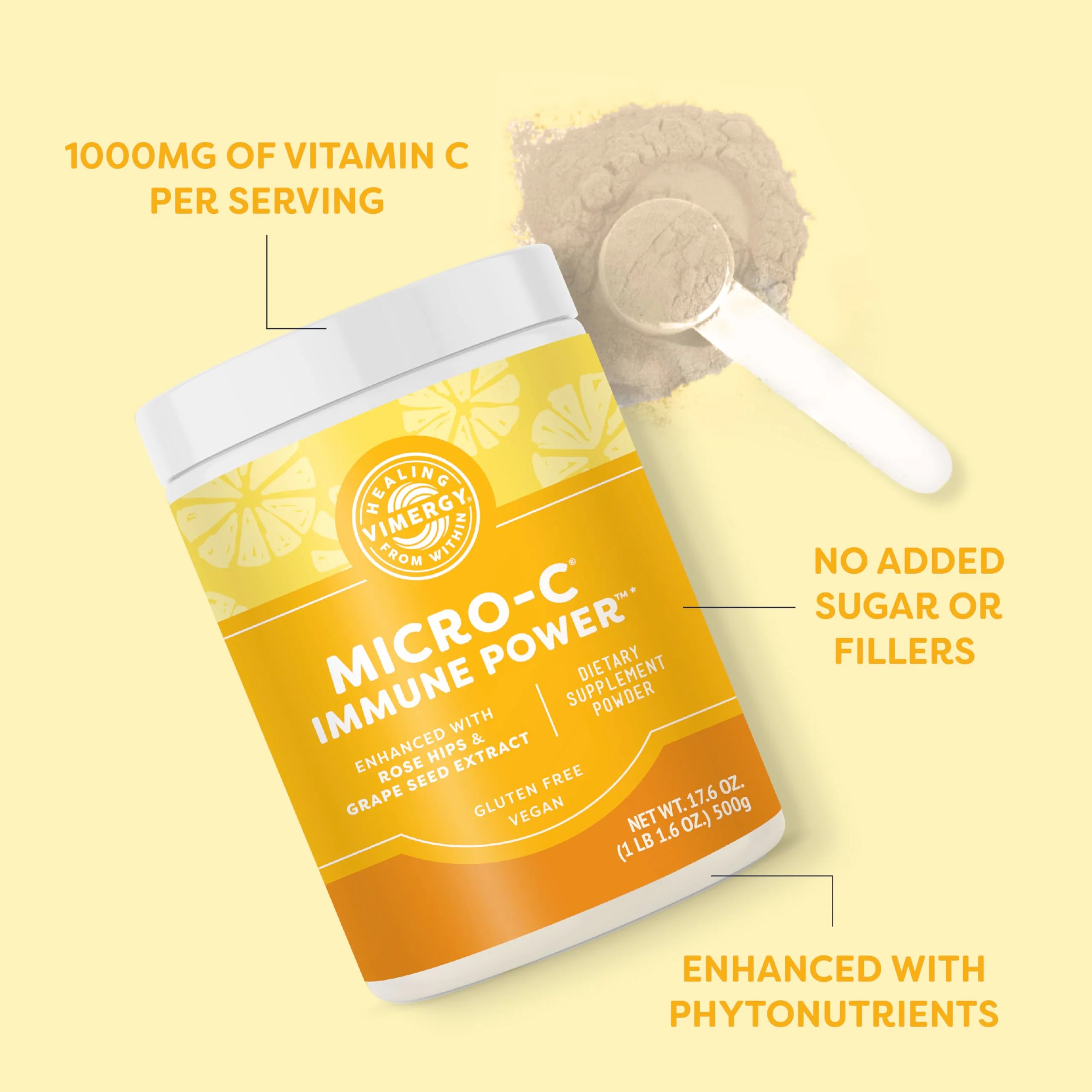 Vimergy Micro-C Immune Power™ - 500g, 139 Servings, 2000mg Vitamin C per Serving | Gluten-Free, Vegan - Image 9