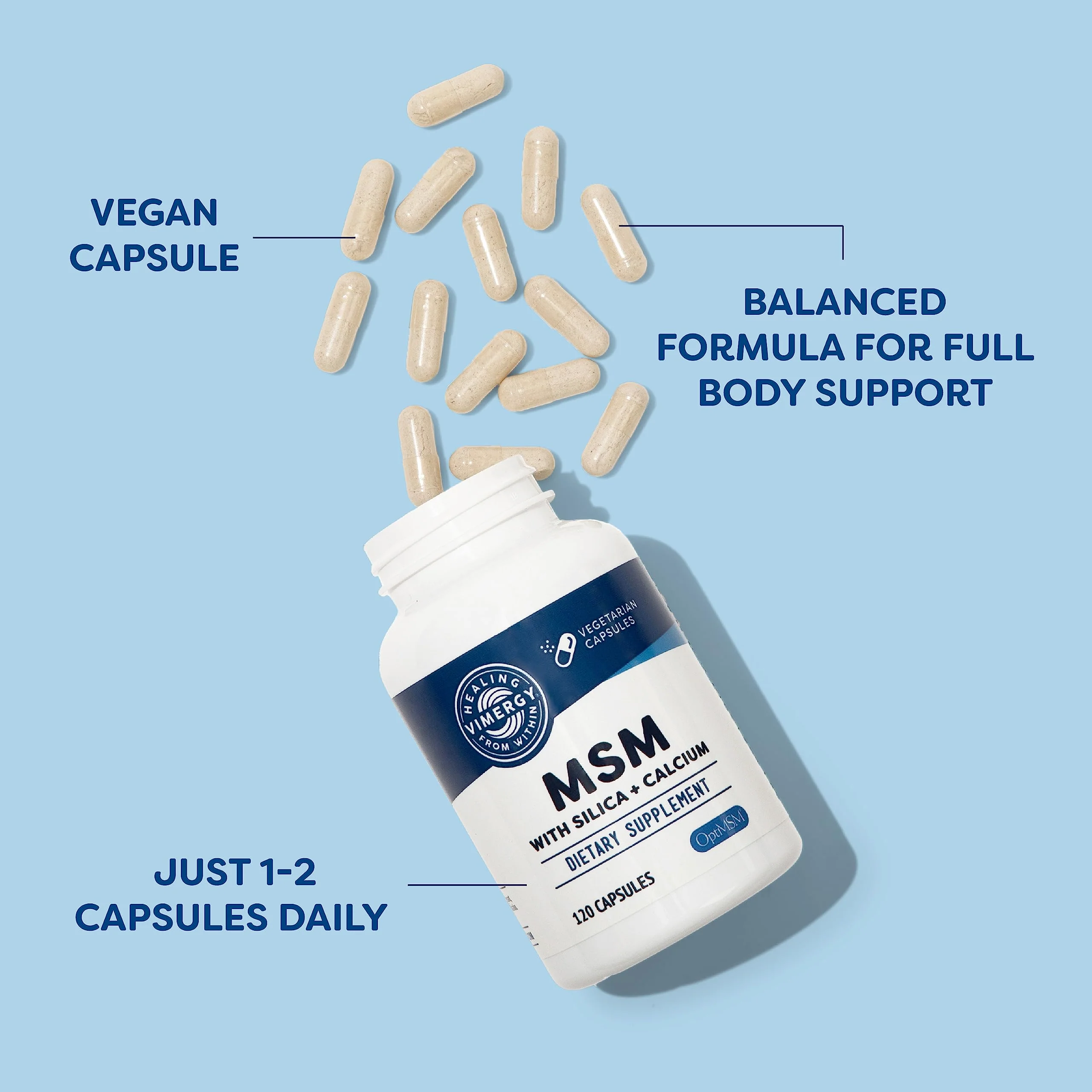 Vimergy MSM with Silica & Calcium Capsules – 120 Servings | Joint, Skin & Bone Support | Vegan & Gluten-Free - Image 9