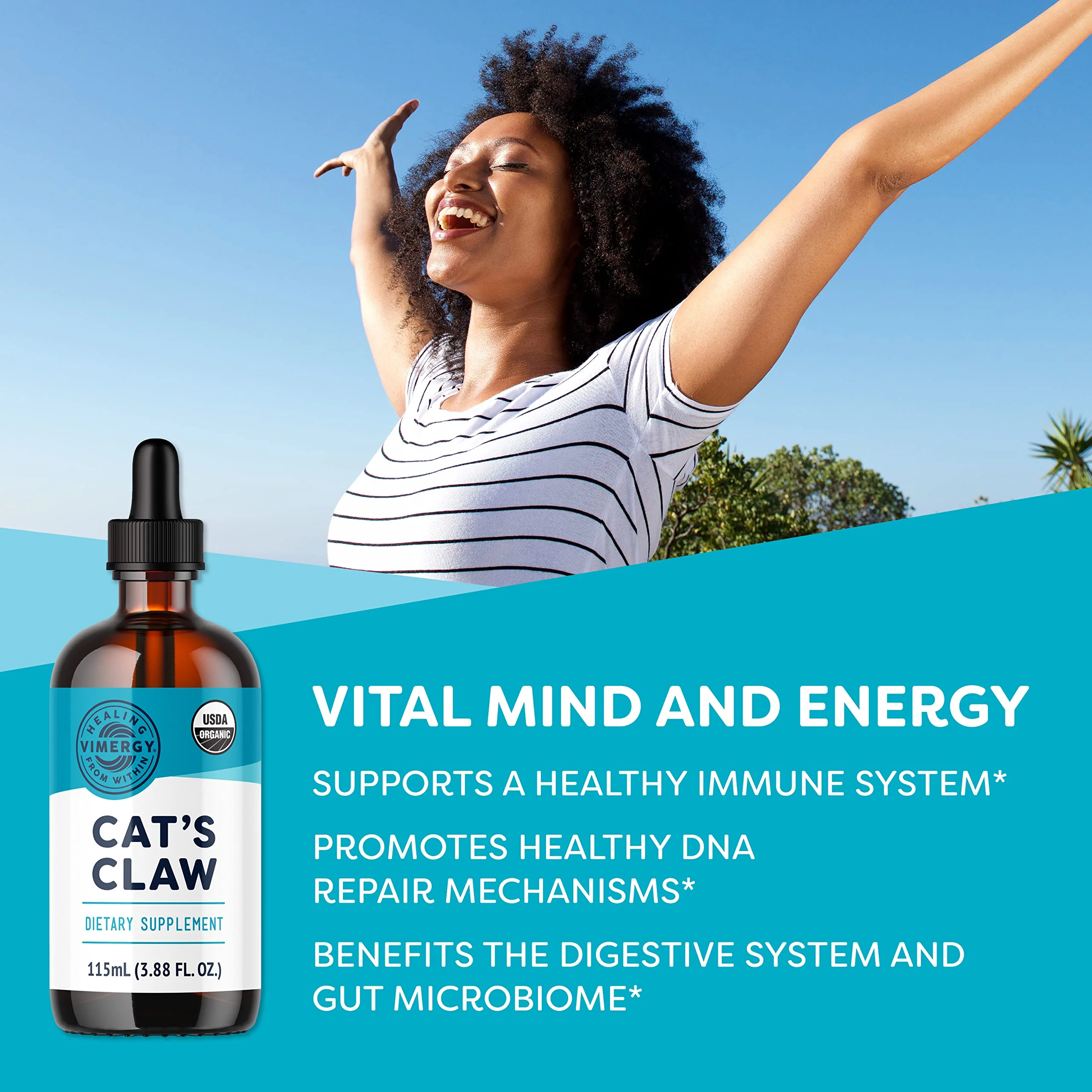 Vimergy USDA Organic Cat’s Claw Liquid – Immune Support & Antioxidants (115 mL, 57 Servings) – Vegan, Non-GMO - Image 3