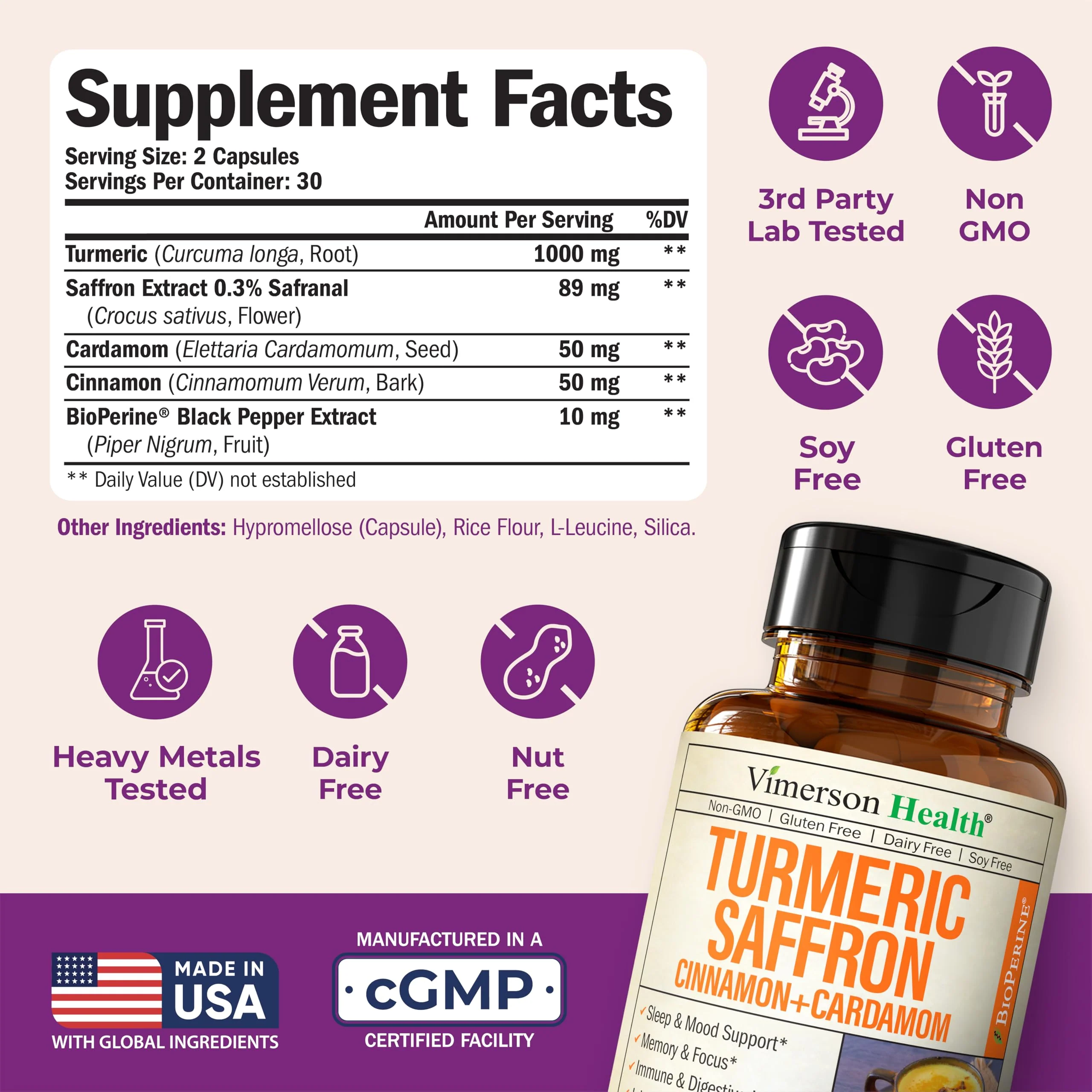 Vimerson Health Saffron Supplements (89 mg) – Turmeric Curcumin with Cinnamon, Cardamom, Eye Health & Mood – 2 Pack - Image 12
