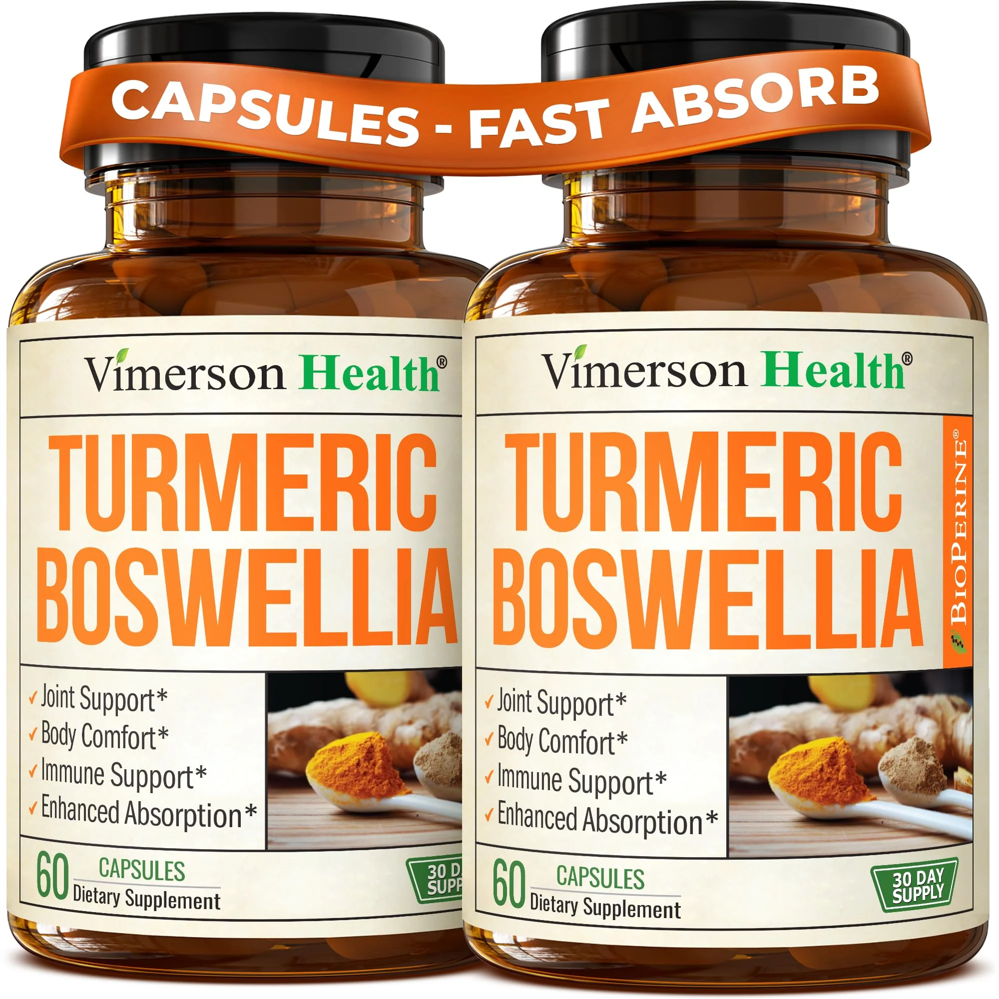 Vimerson Health Turmeric Curcumin with Boswellia Serrata & Ginger – 95% Curcuminoids, BioPerine, 2-Pack - Image 10