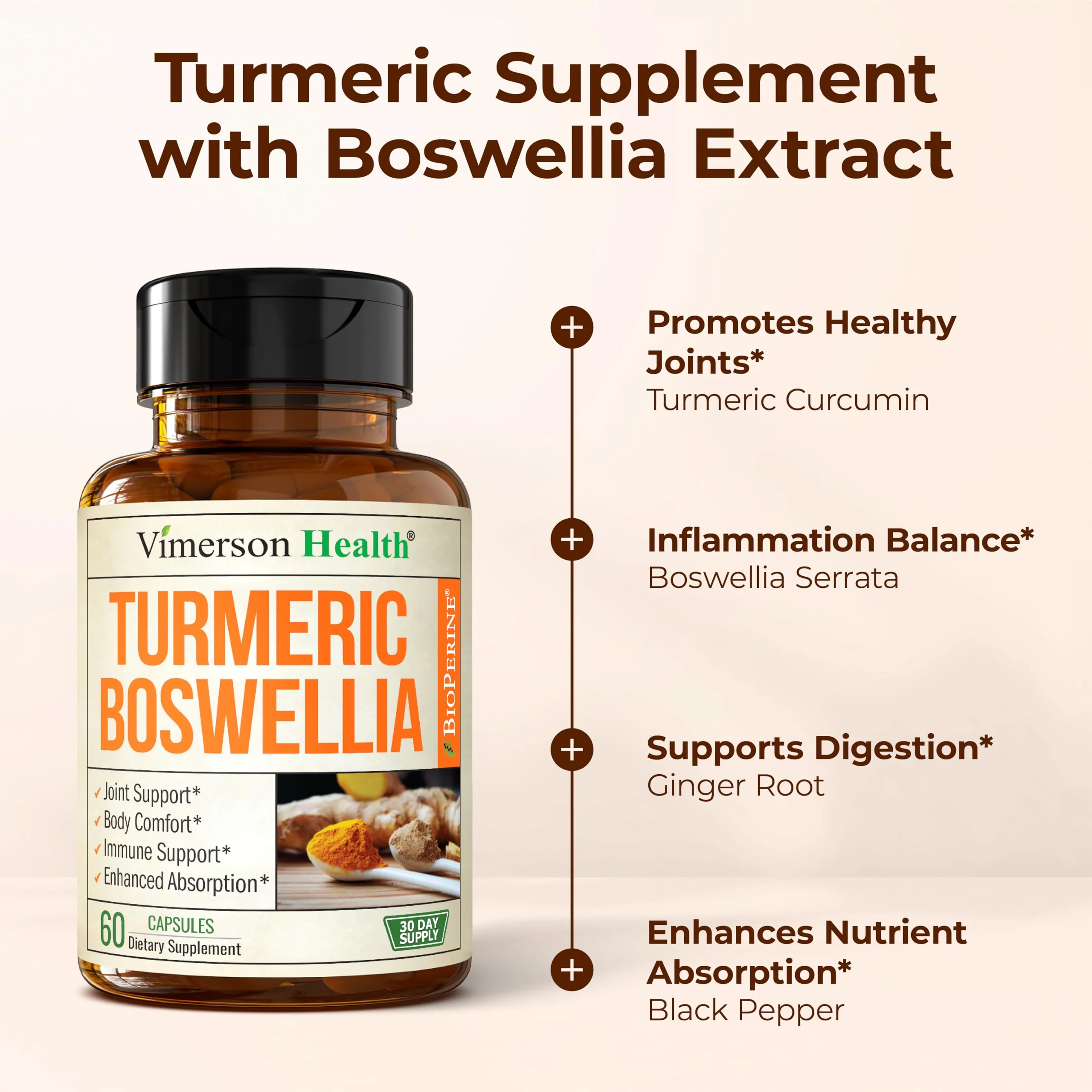 Vimerson Health Turmeric Curcumin with Boswellia Serrata & Ginger – 95% Curcuminoids, BioPerine, 2-Pack - Image 5