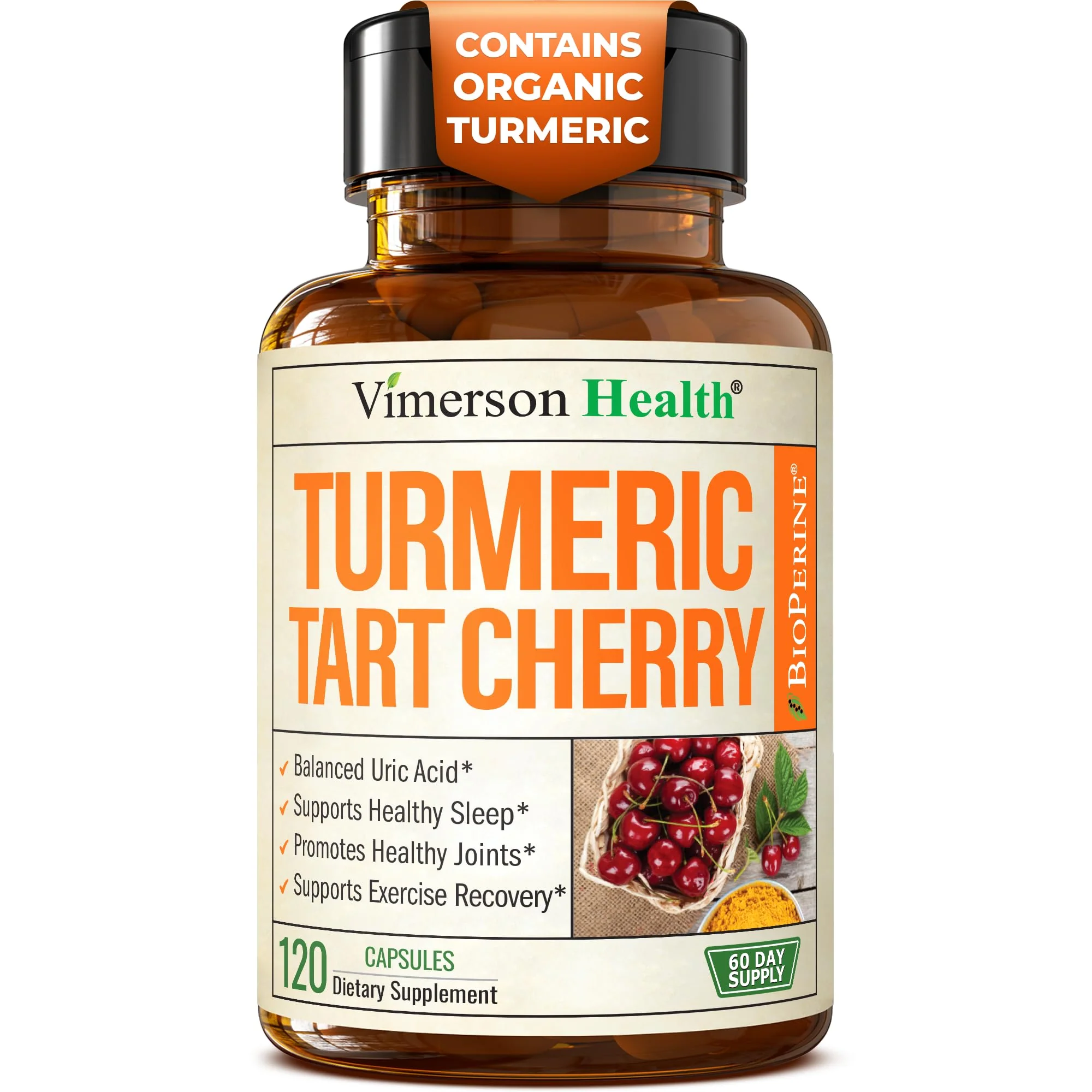 Vimerson Health Turmeric Curcumin with Tart Cherry & Celery Seed - Joint Support, Uric Balance, Sleep Aid - 120 Capsules - Image 10