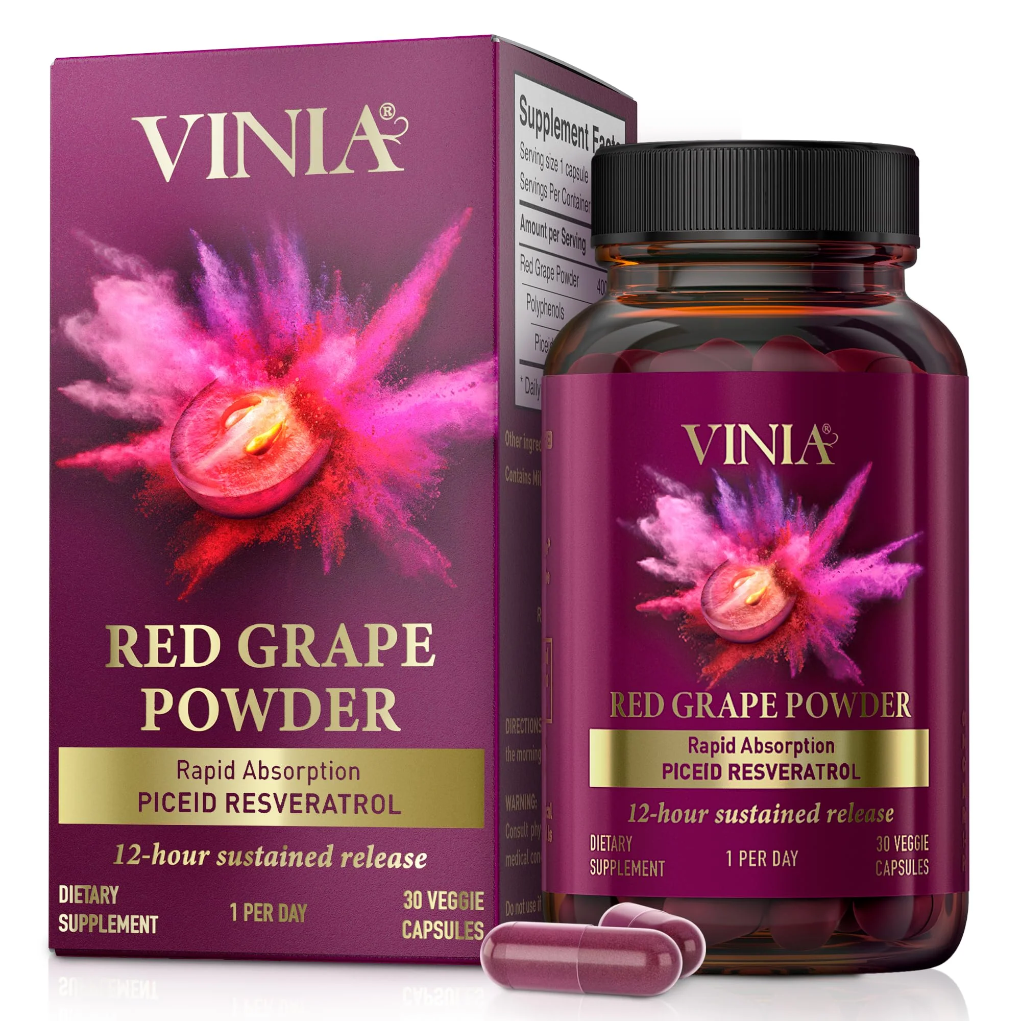 VINIA Piceid Resveratrol Supplement – Blood Flow & Heart Health (Non-GMO, 30 Count) - Image 9