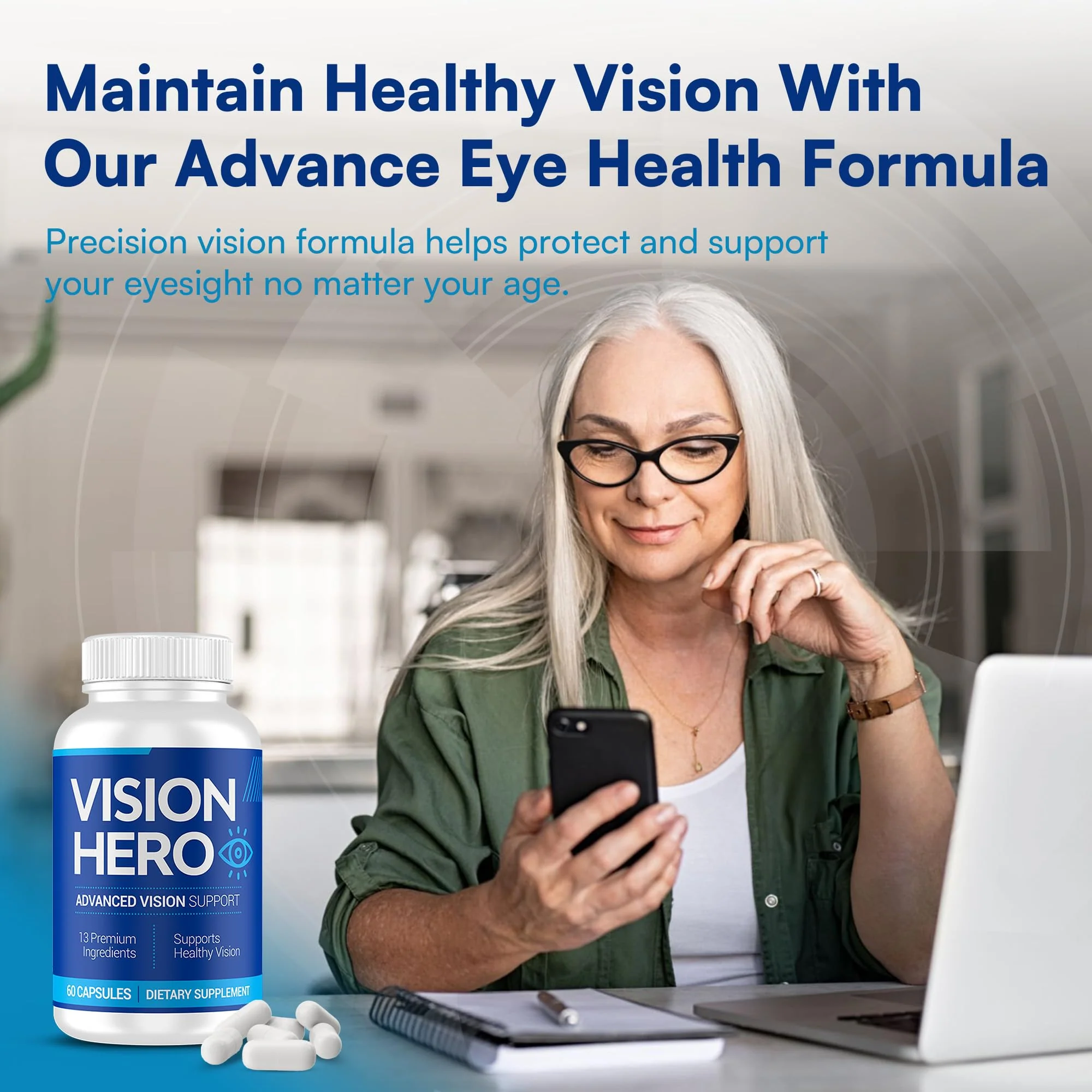 Vision Hero Advanced Vision Support - Eye Health Supplements for Adults (Pack of 2) | 60 Capsules - Image 2
