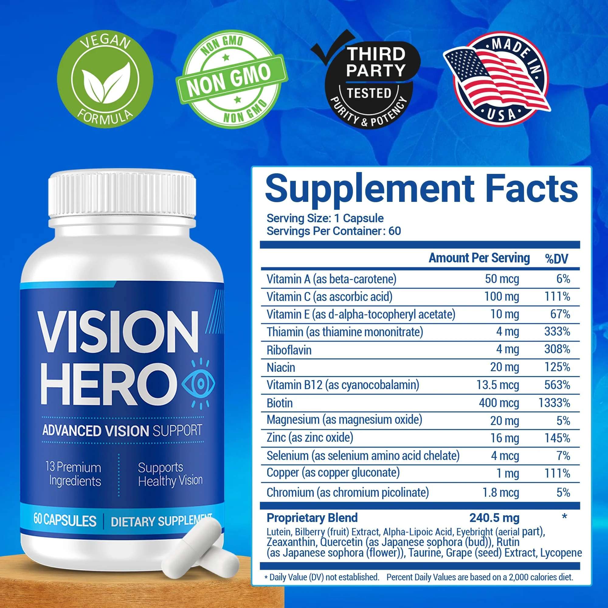 Vision Hero Advanced Vision Support - Eye Health Supplements for Adults (Pack of 2) | 60 Capsules - Image 5