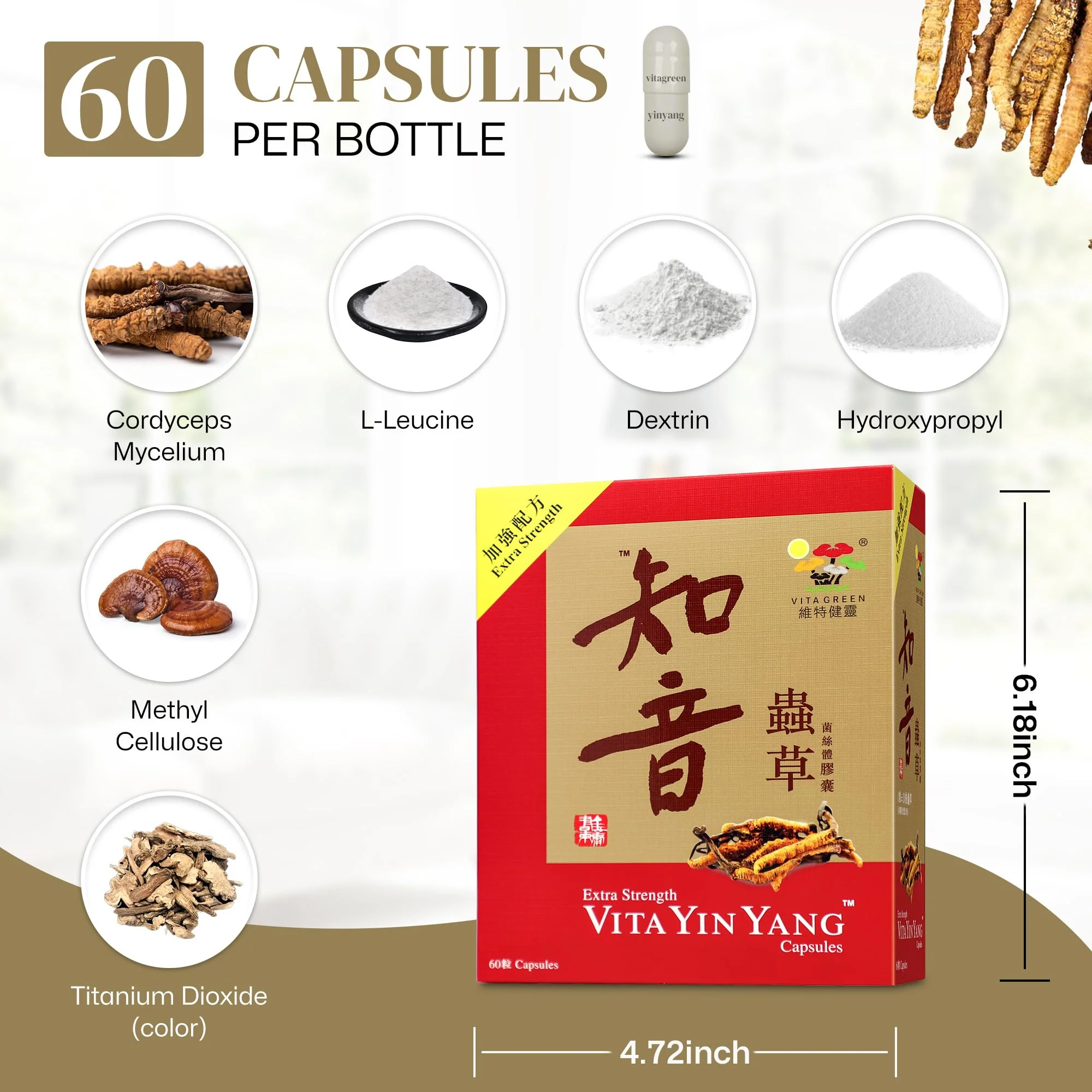 Vita Green Yin Yang Cordyceps Mycelium – Respiratory Wellness & Energy (60 Capsules) - Image 4