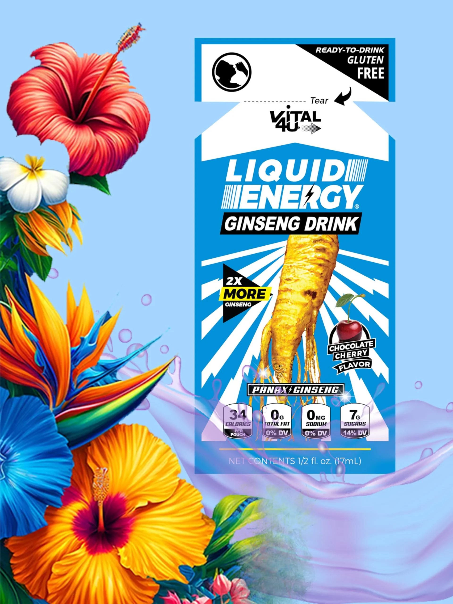 VITAL 4U® Liquid Energy Shot - Ginseng, Naturally Sweetened, Chocolate Cherry Flavor, 24 ct - Image 10