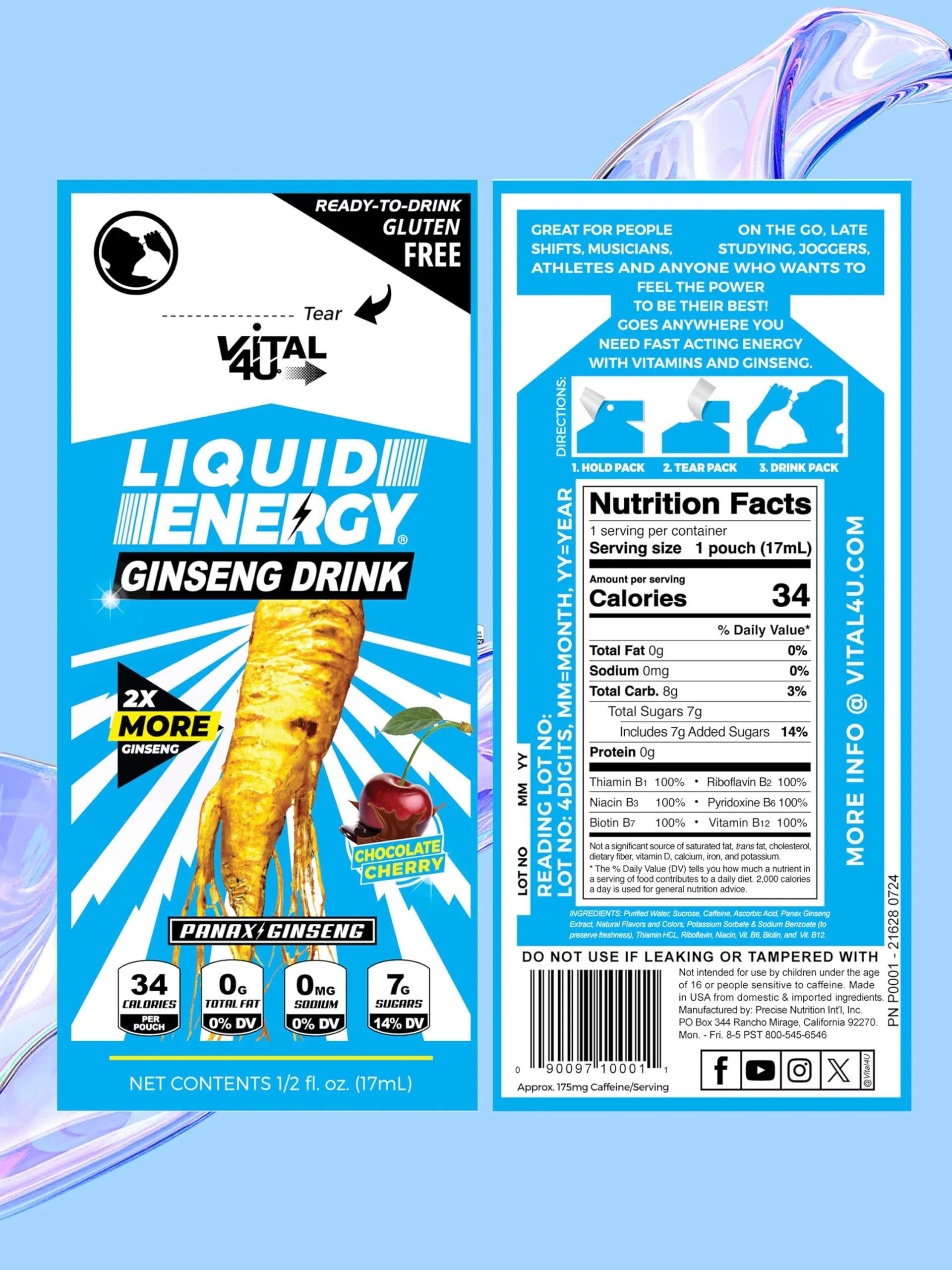 VITAL 4U® Liquid Energy Shot - Ginseng, Naturally Sweetened, Chocolate Cherry Flavor, 24 ct - Image 11