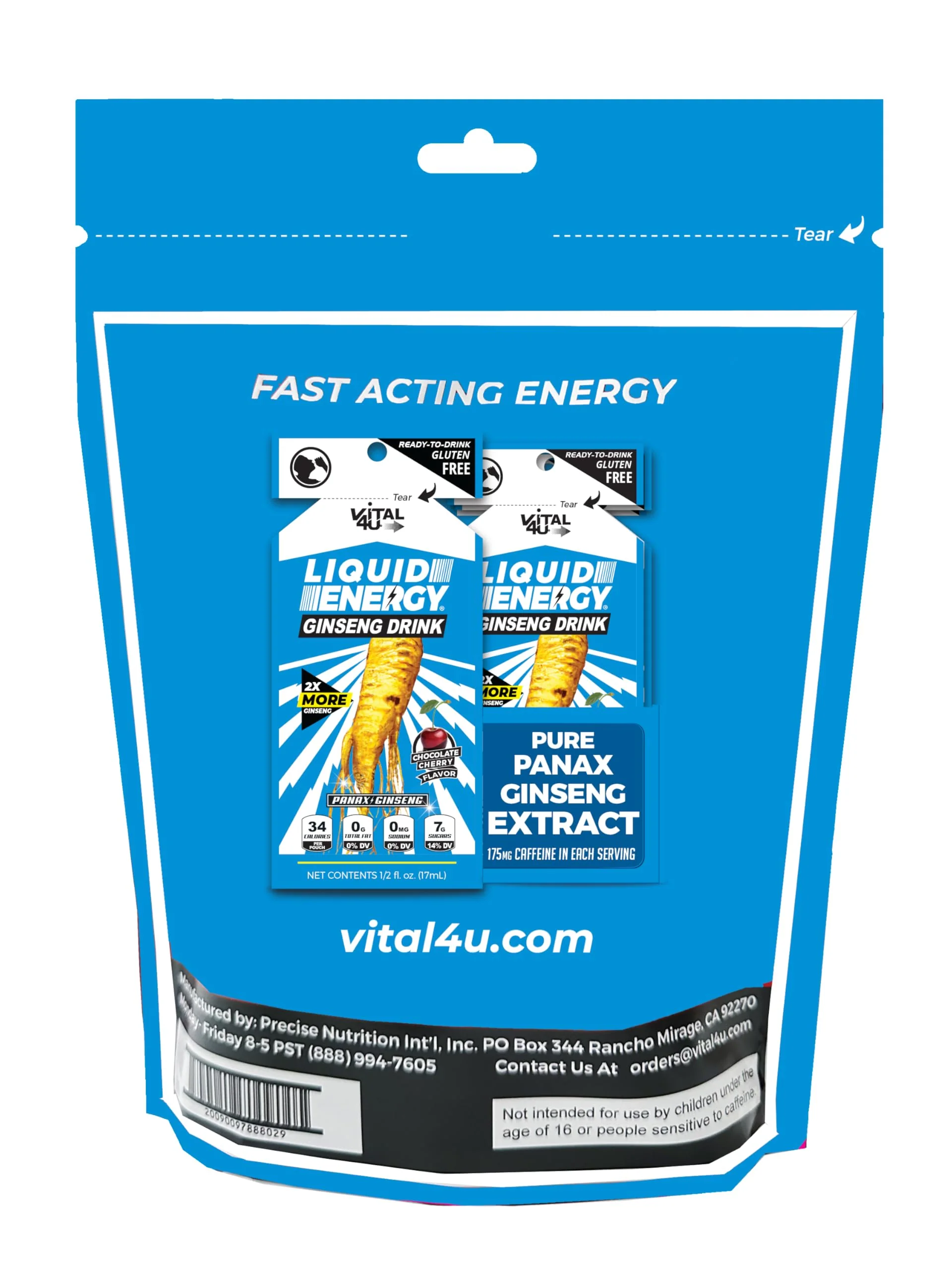 VITAL 4U® Liquid Energy Shot - Ginseng, Naturally Sweetened, Chocolate Cherry Flavor, 24 ct - Image 16