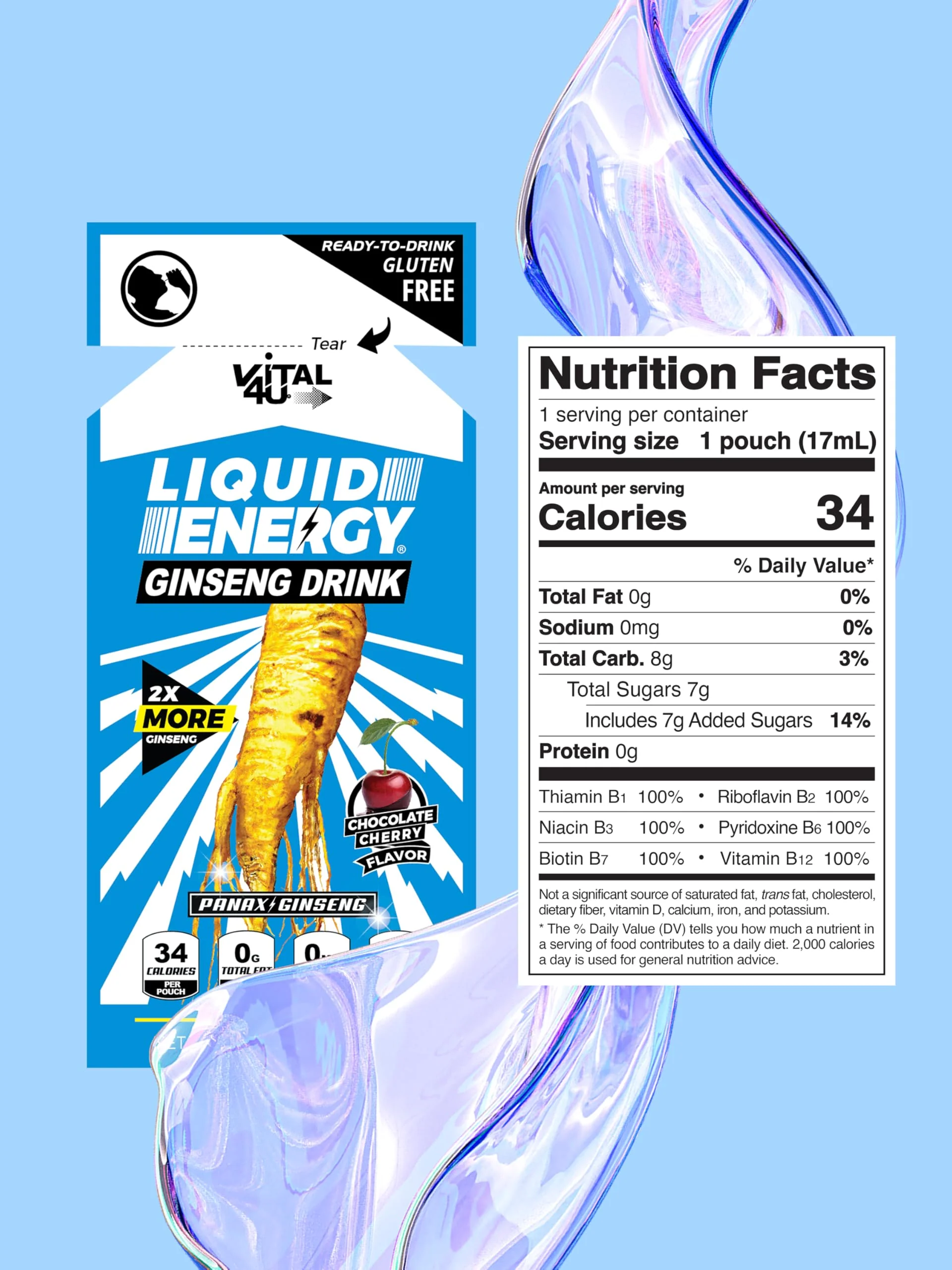 VITAL 4U® Liquid Energy Shot - Ginseng, Naturally Sweetened, Chocolate Cherry Flavor, 24 ct - Image 17