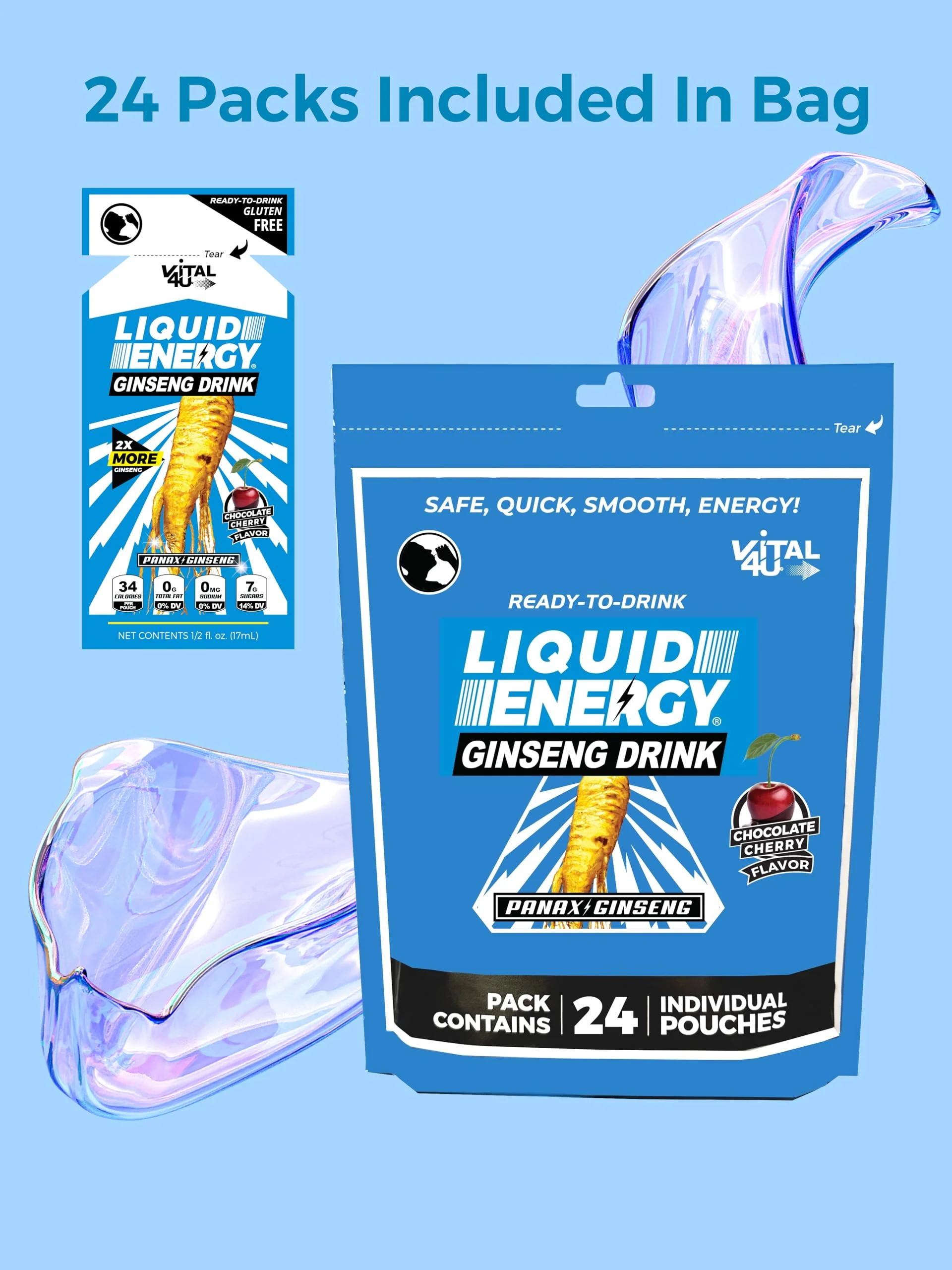VITAL 4U® Liquid Energy Shot - Ginseng, Naturally Sweetened, Chocolate Cherry Flavor, 24 ct - Image 19