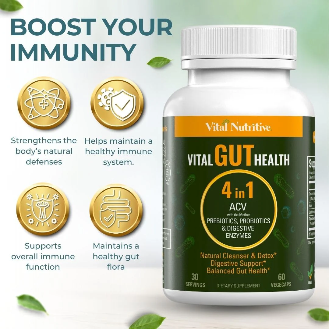 Vital Gut Health 4-in-1 Formula with ACV, Prebiotics & Probiotics | Digestive Enzymes | Vital Nutritive - Image 14