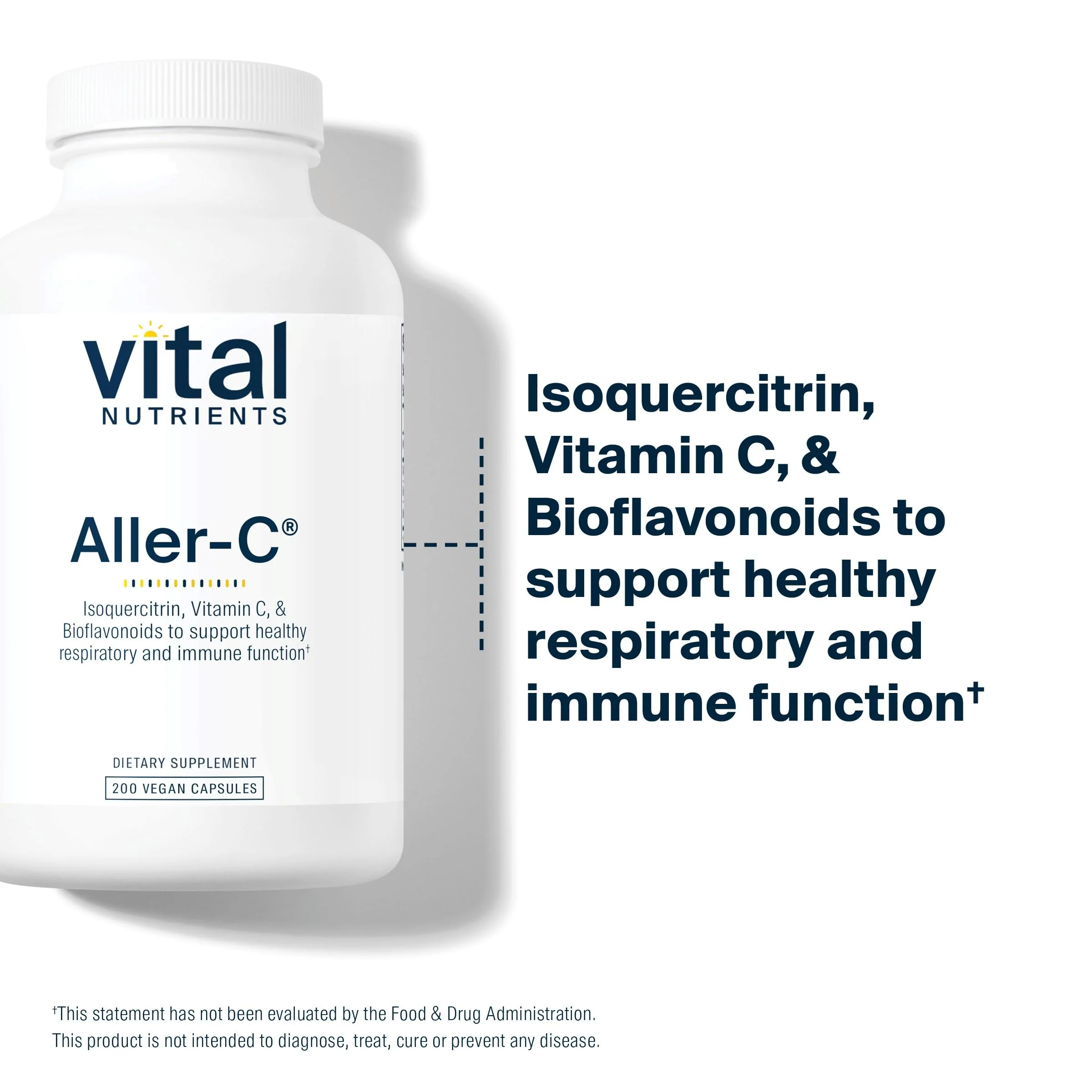 Vital Nutrients Aller-C | Vegan Respiratory & Sinus Support | Isoquercitrin, Bromelain, Bioflavonoids & Vitamin C | 200 Capsules - Image 13